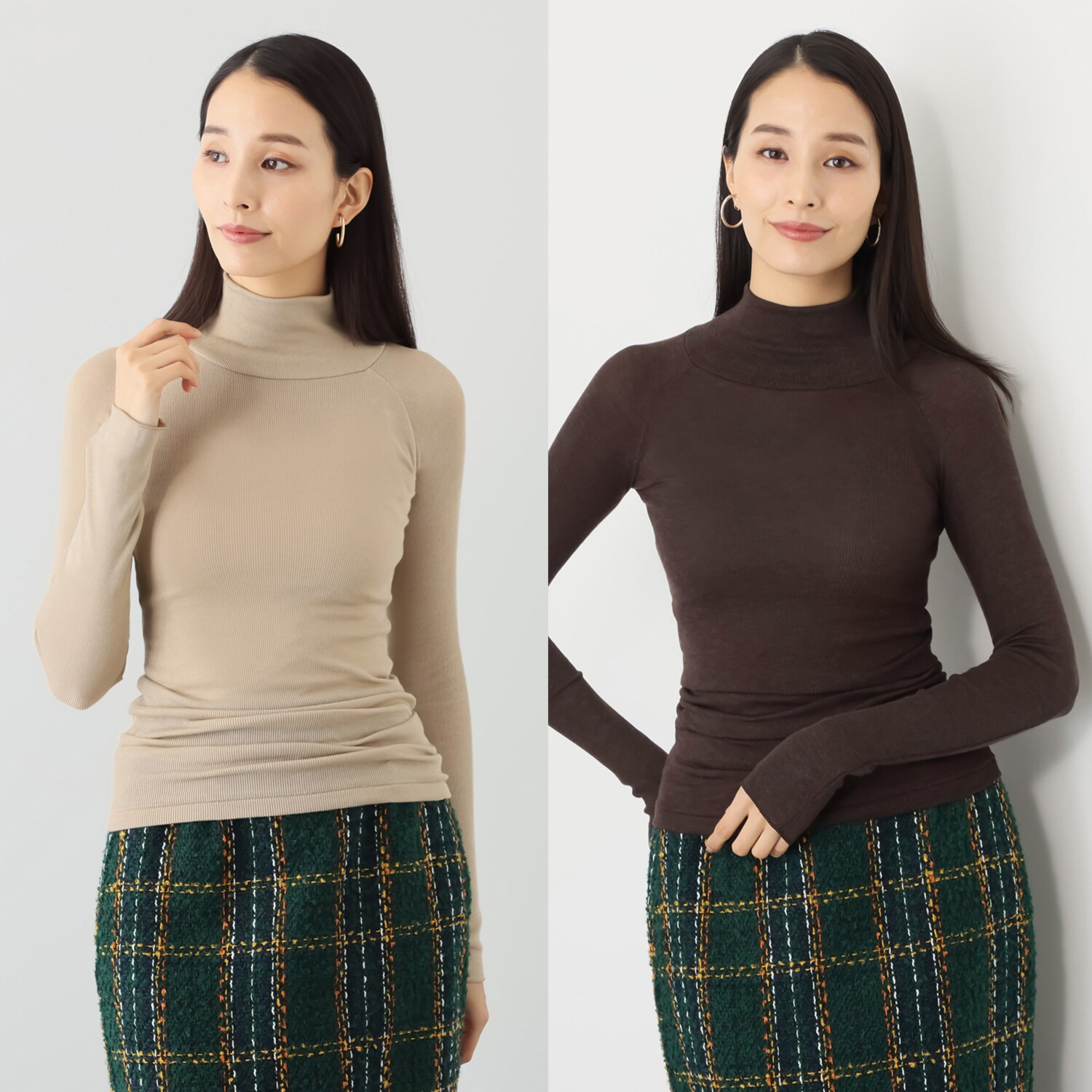 着まわし７デイズ 日本製　吸湿発熱 ハイネック 長袖インナー２枚セット