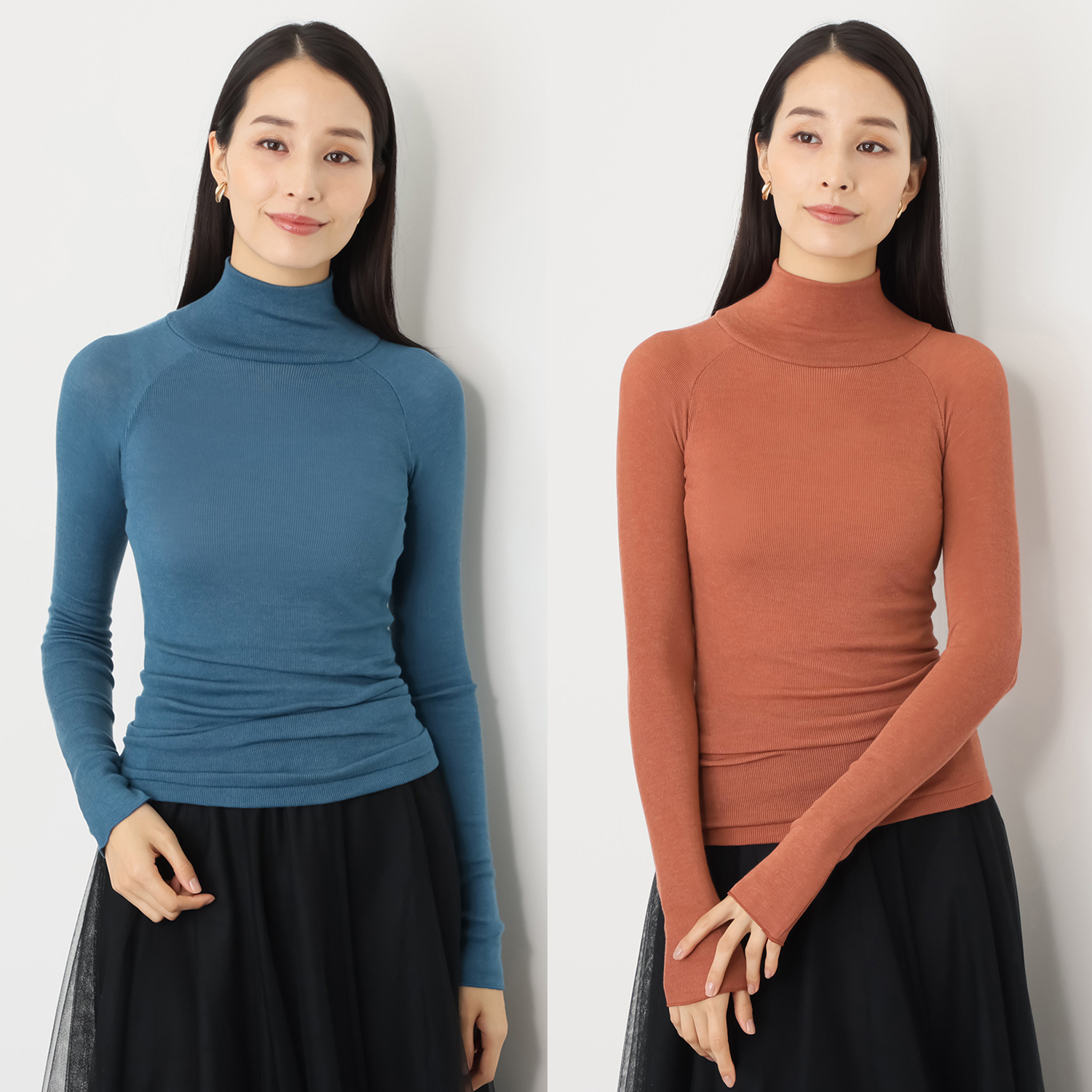 着まわし７デイズ 日本製　吸湿発熱 ハイネック 長袖インナー２枚セット