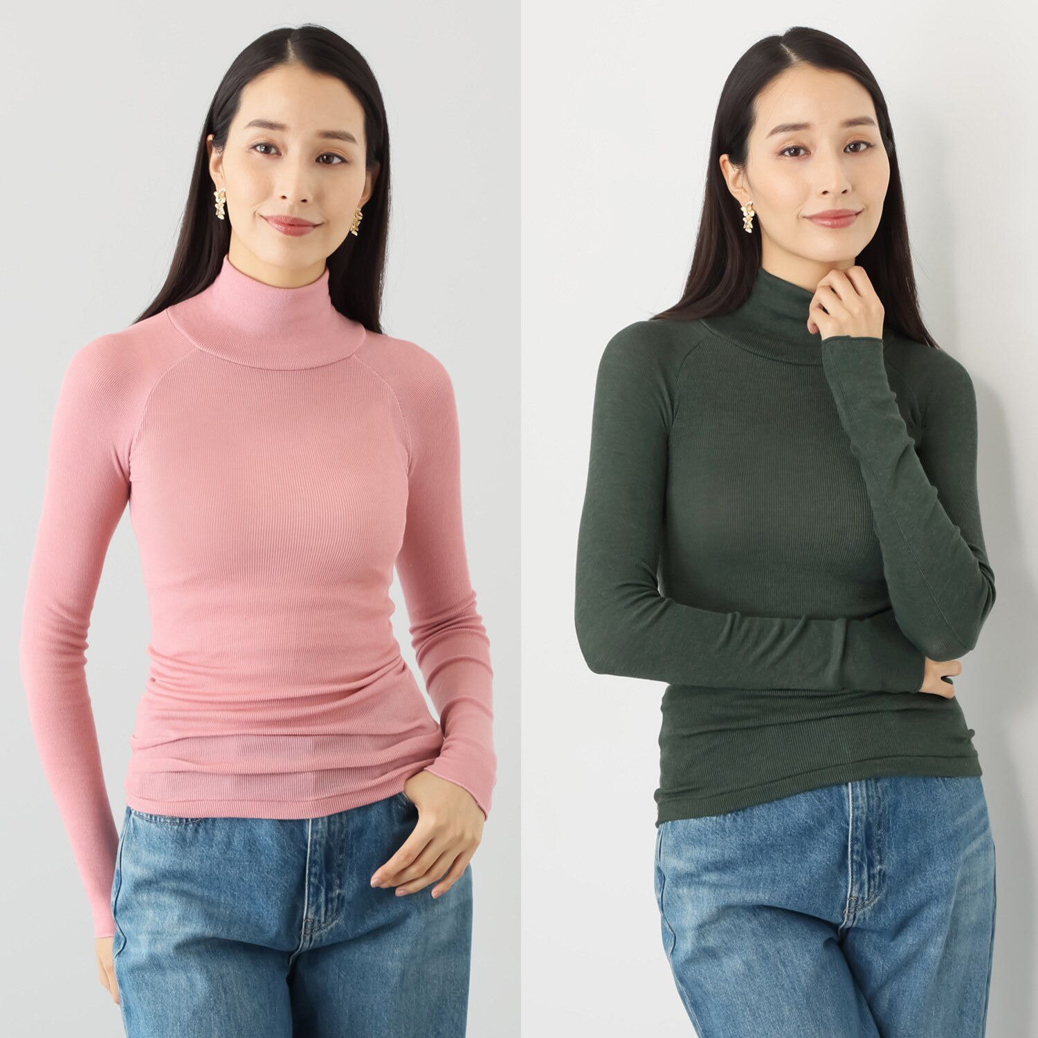 着まわし７デイズ 日本製　吸湿発熱 ハイネック 長袖インナー２枚セット