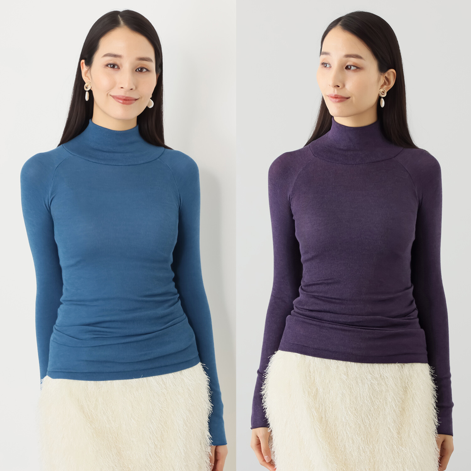 着まわし７デイズ 日本製　吸湿発熱 ハイネック 長袖インナー２枚セット