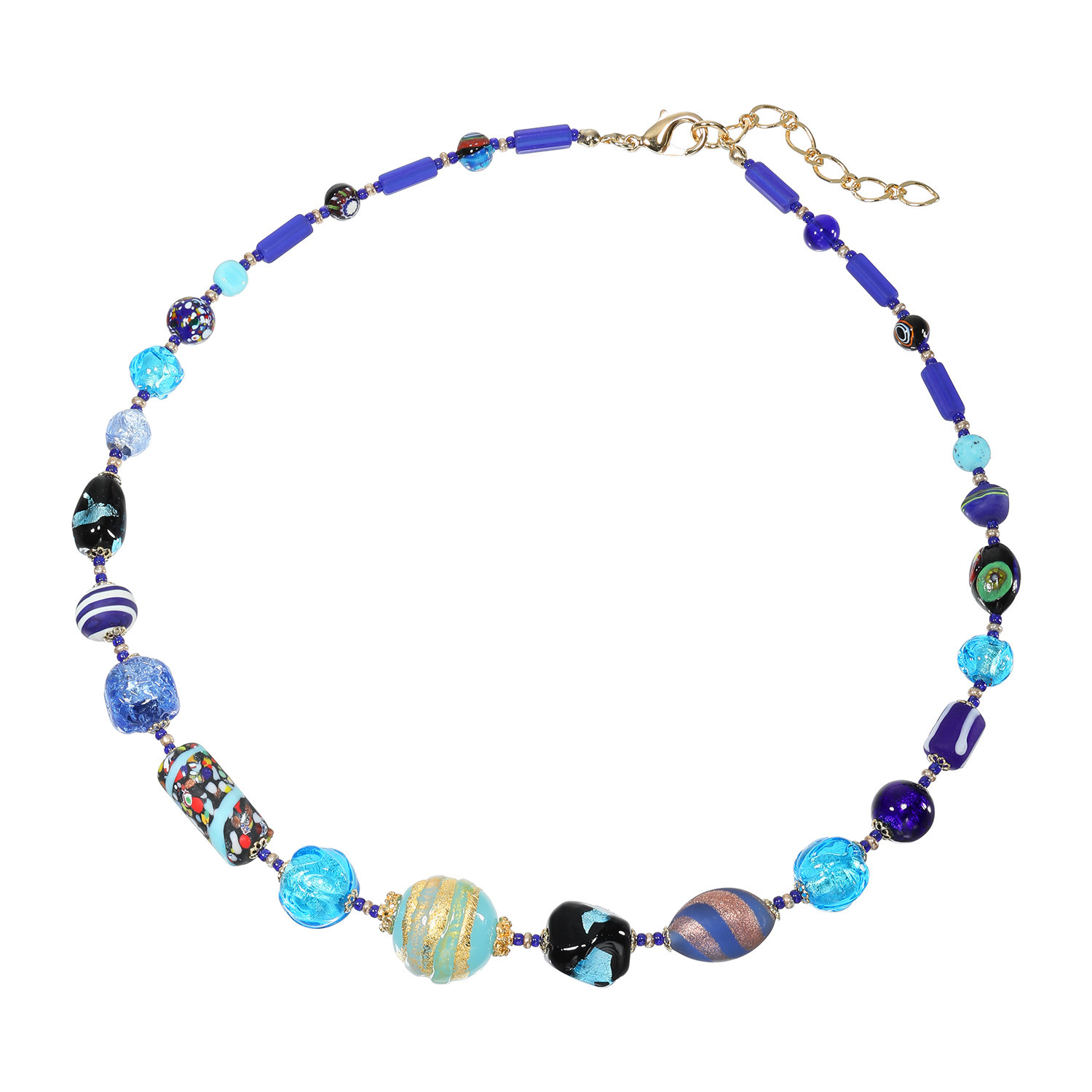 ラグーナ ベネチアンガラス マルチシェイプ グラデーション ボリュームネックレス