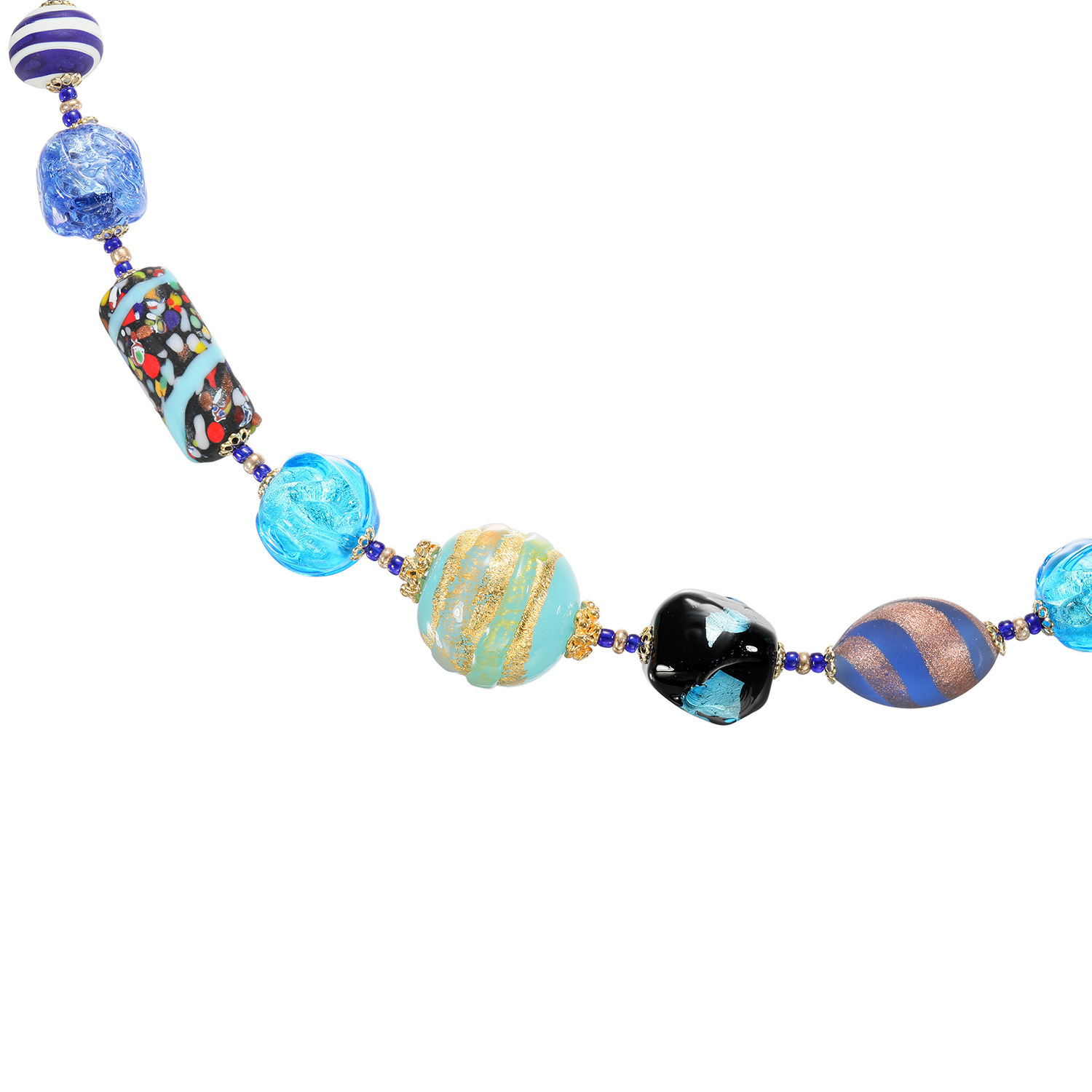 ラグーナ ベネチアンガラス マルチシェイプ グラデーション ボリュームネックレス