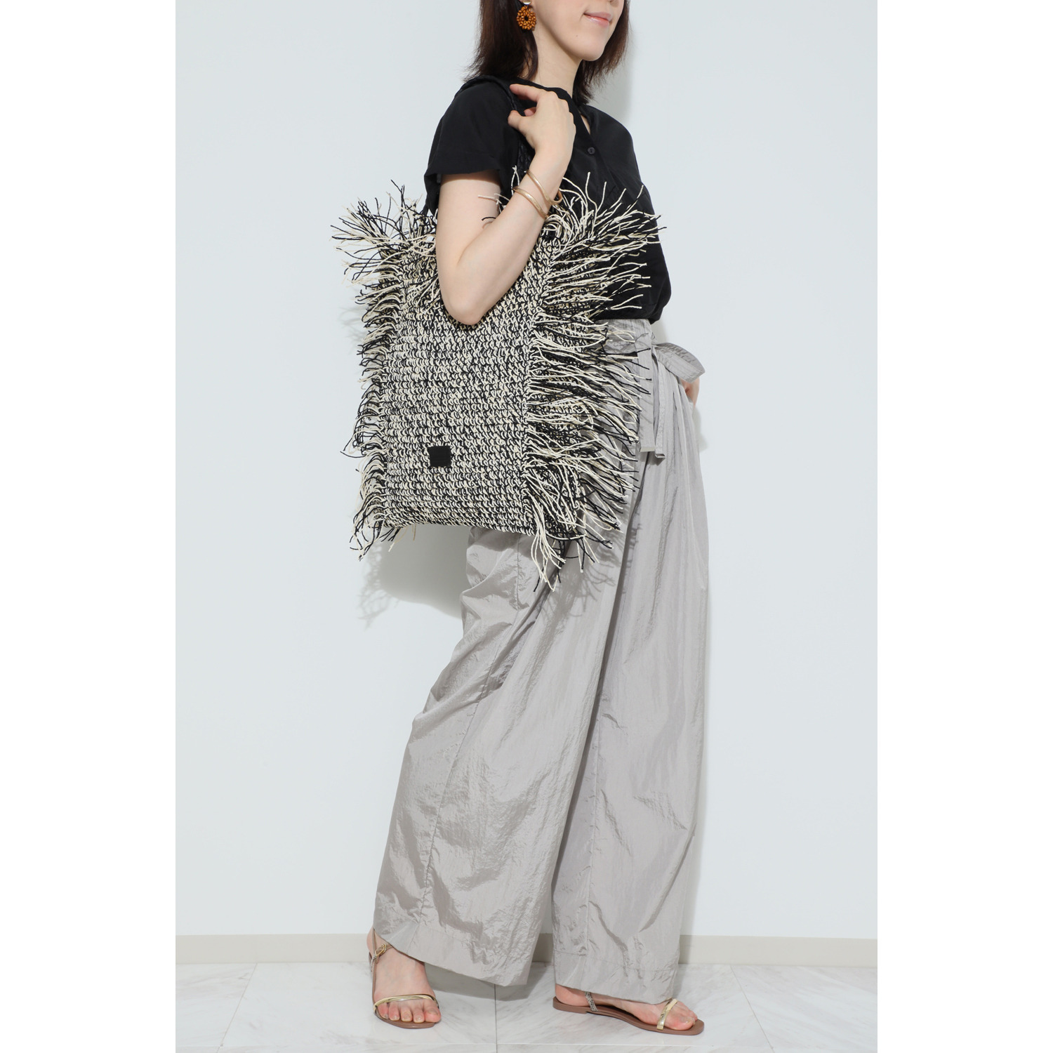 スワラージ 手編み フリンジデザインバッグ