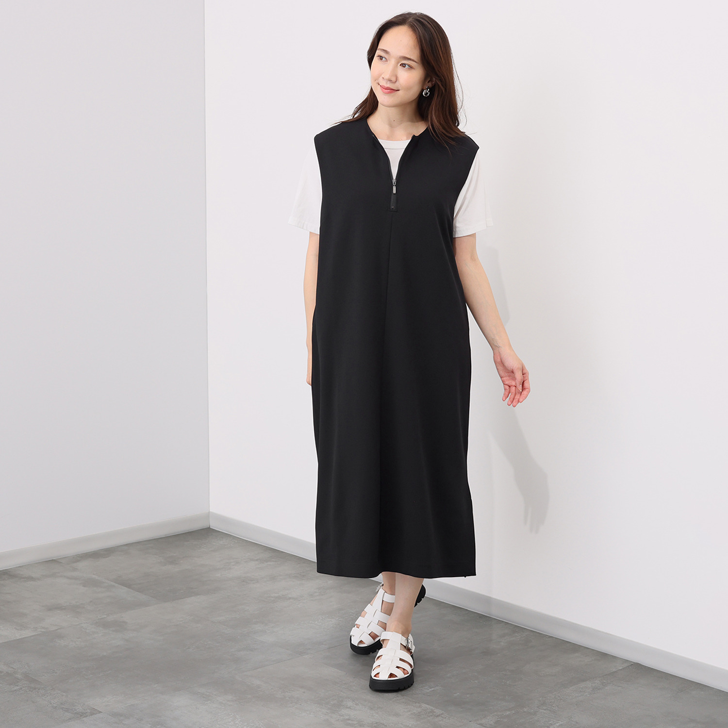 元町ゼラール フロントファスナー アクセント ジャンパースカート