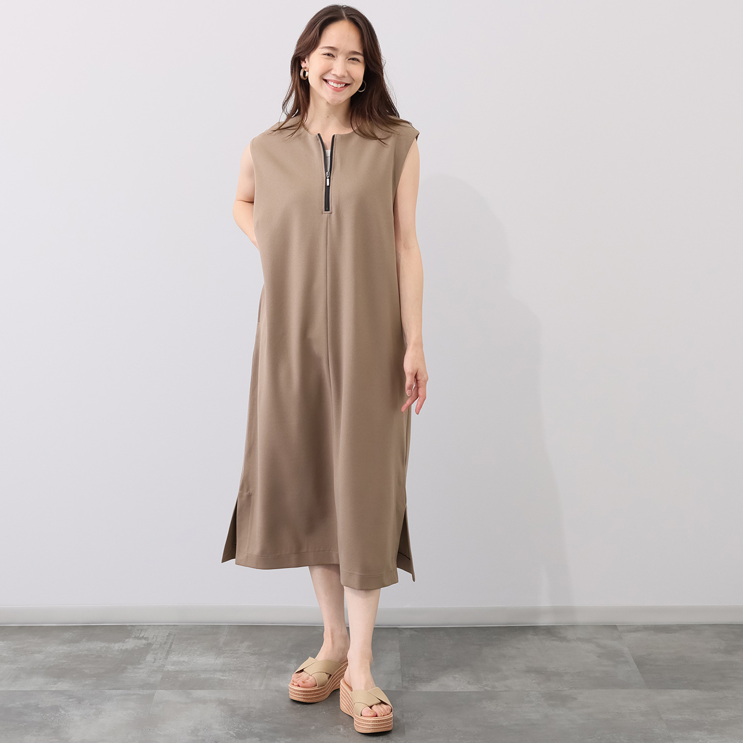 元町ゼラール フロントファスナー アクセント ジャンパースカート