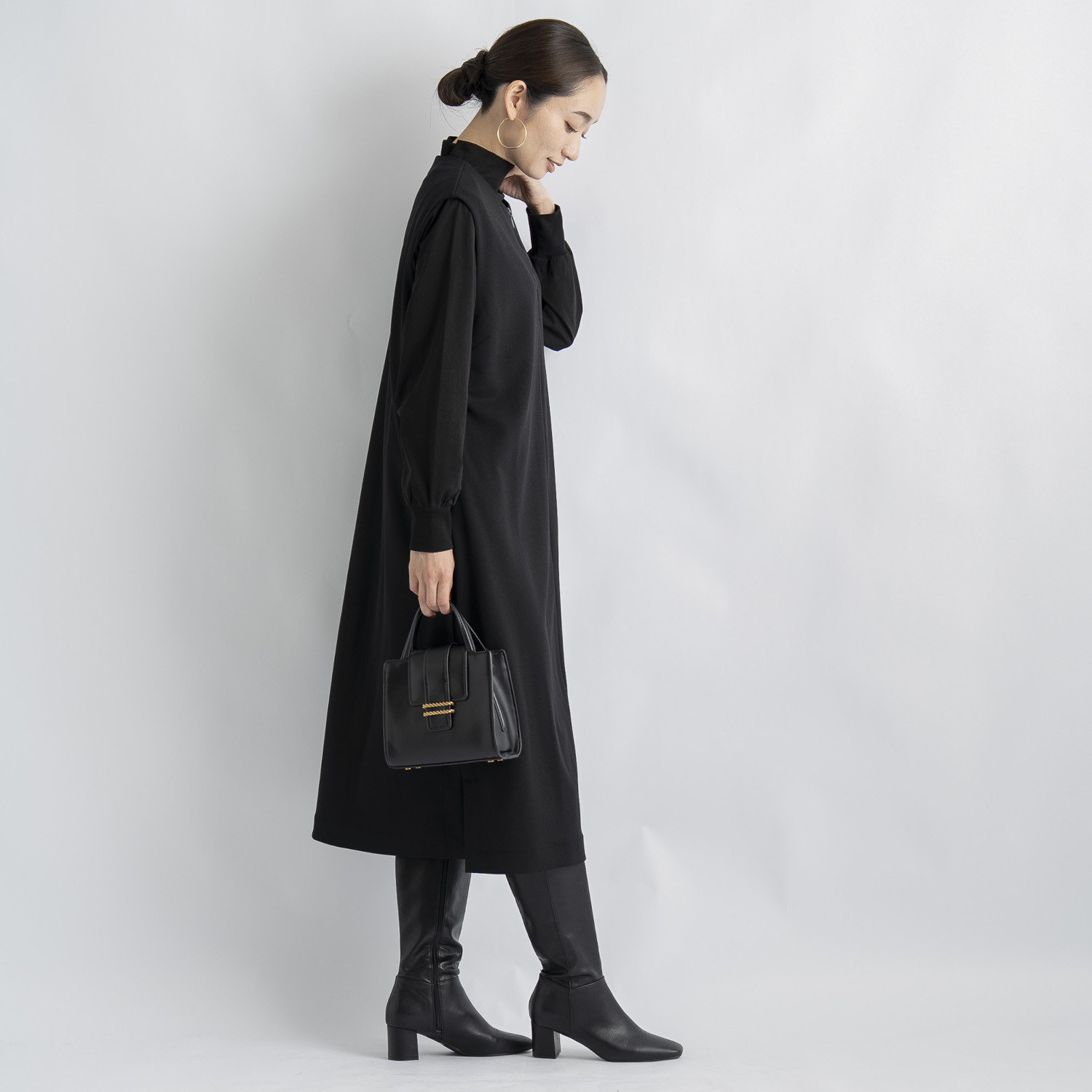 元町ゼラール フロントファスナー アクセント ジャンパースカート