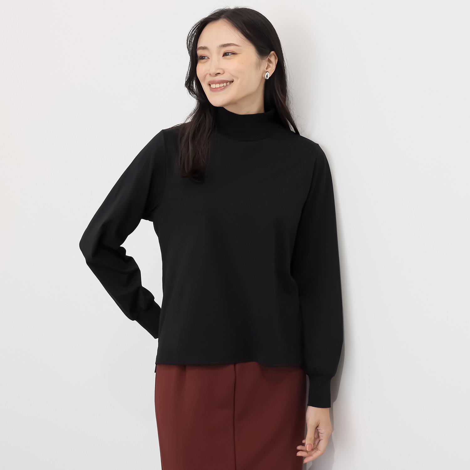 元町ゼラール スーピマコットン使用 ふんわりハイネック プルオーバー