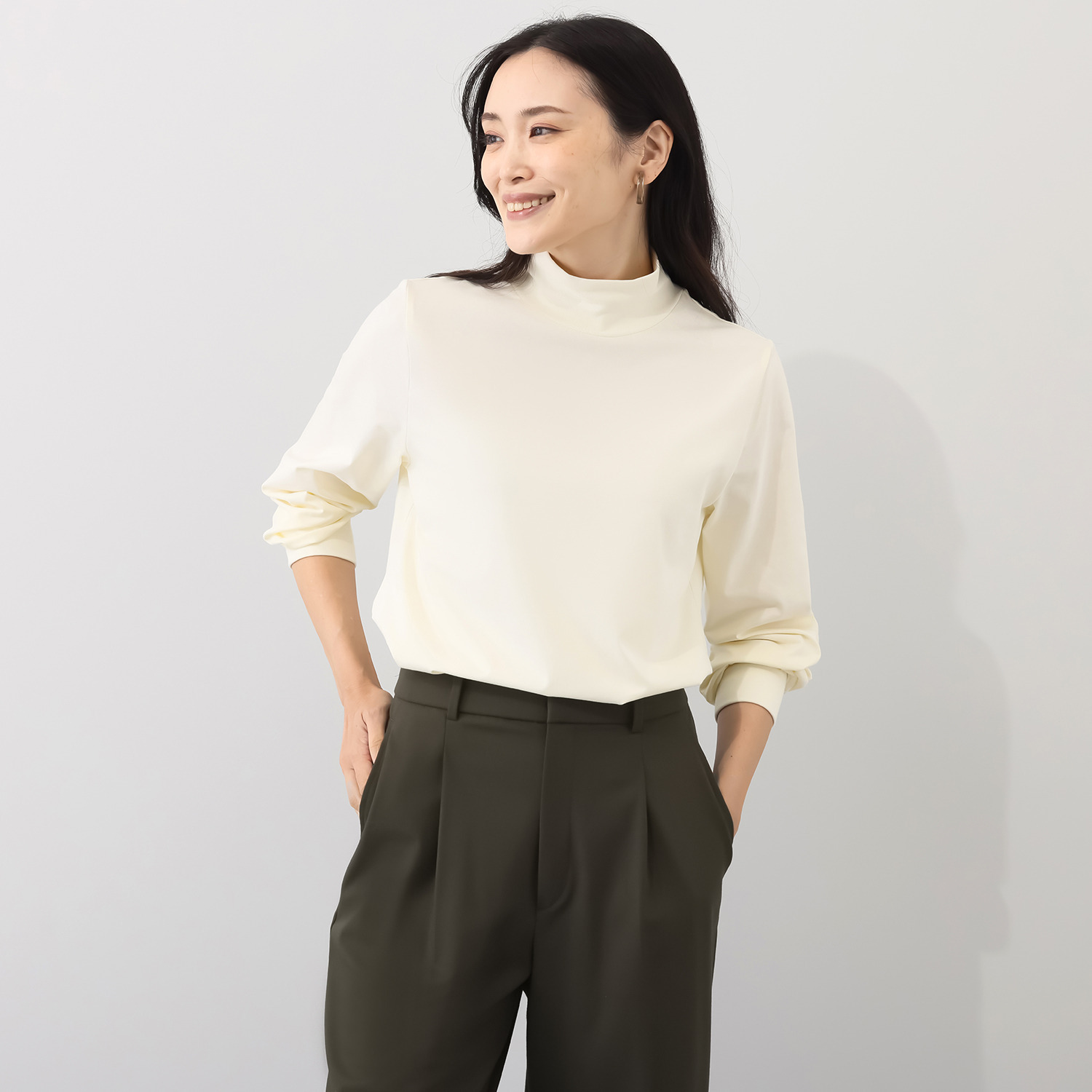 元町ゼラール スーピマコットン使用 ふんわりハイネック プルオーバー