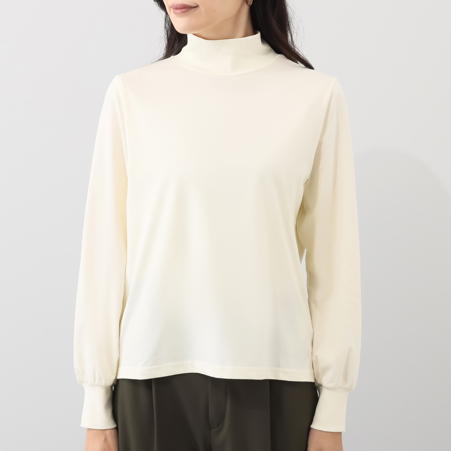 元町ゼラール スーピマコットン使用 ふんわりハイネック プルオーバー