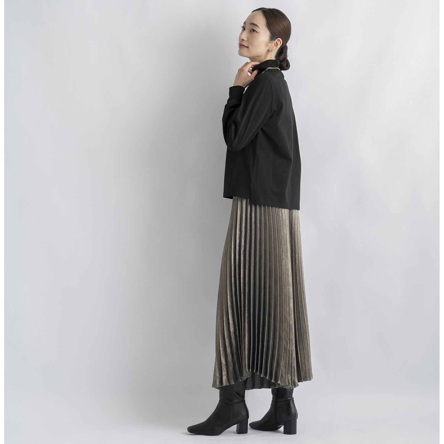 元町ゼラール スーピマコットン使用 ふんわりハイネック プルオーバー