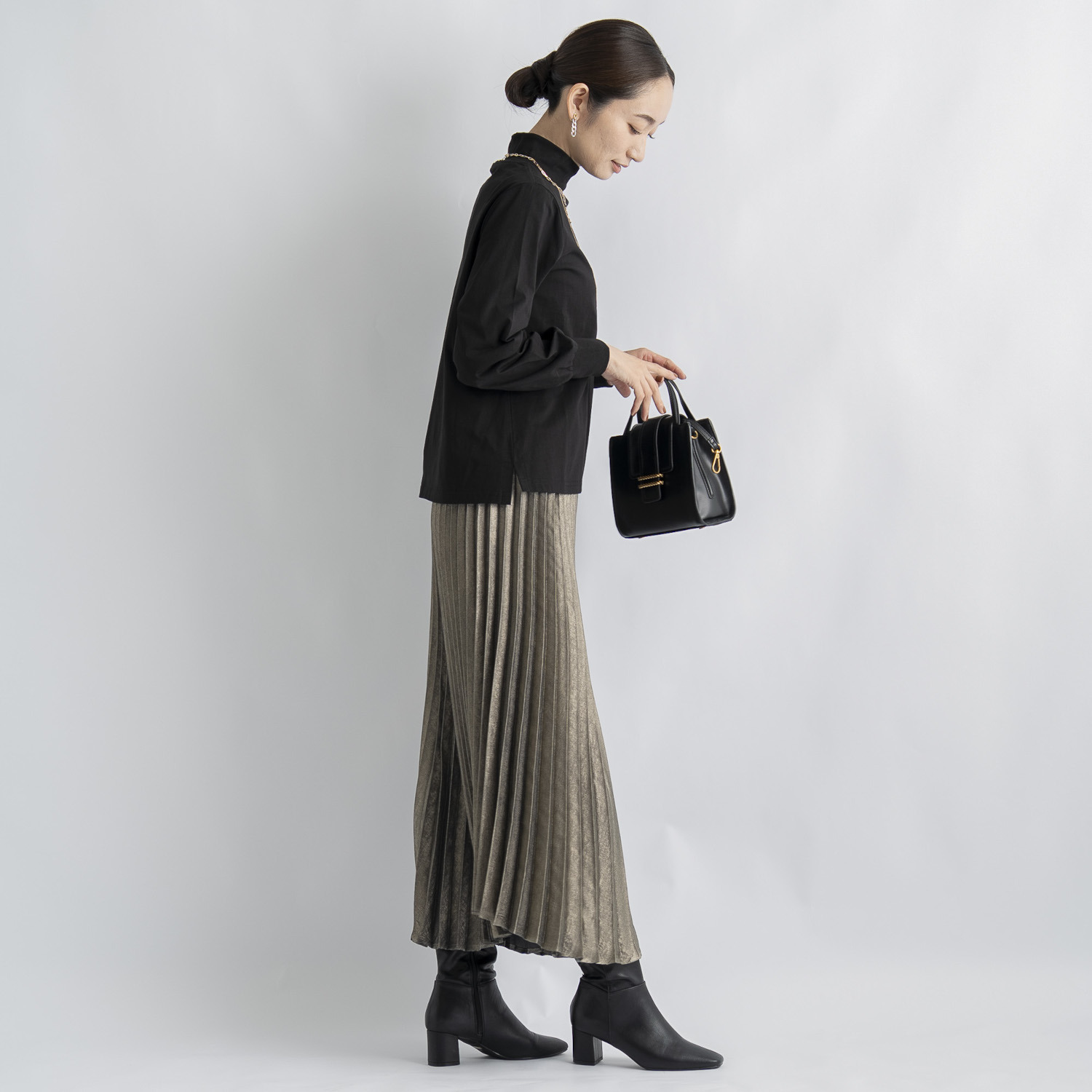 元町ゼラール スーピマコットン使用 ふんわりハイネック プルオーバー