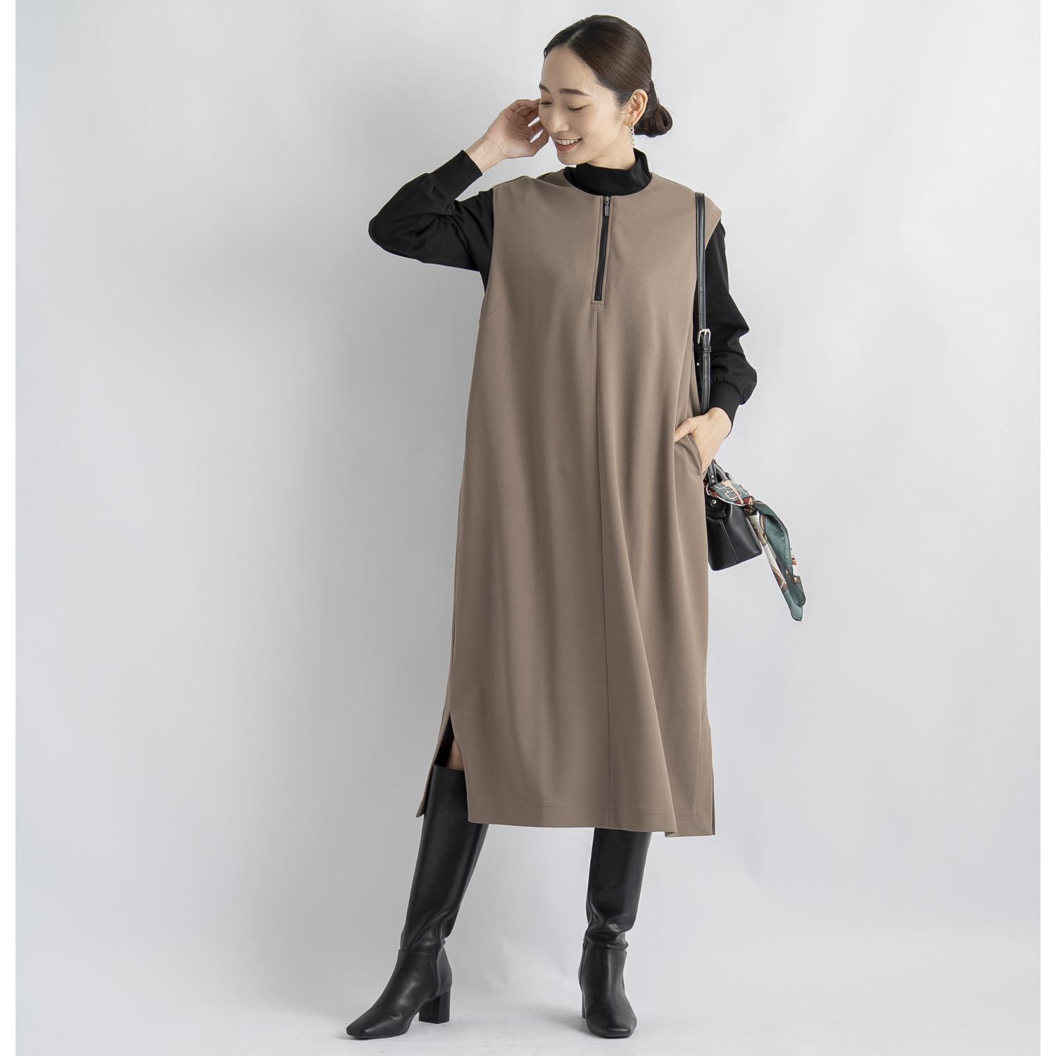 元町ゼラール スーピマコットン使用 ふんわりハイネック プルオーバー