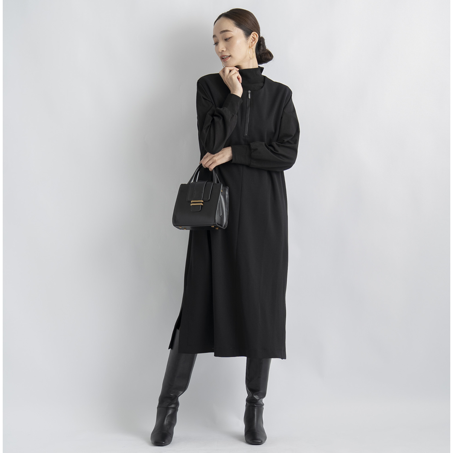 元町ゼラール スーピマコットン使用 ふんわりハイネック プルオーバー