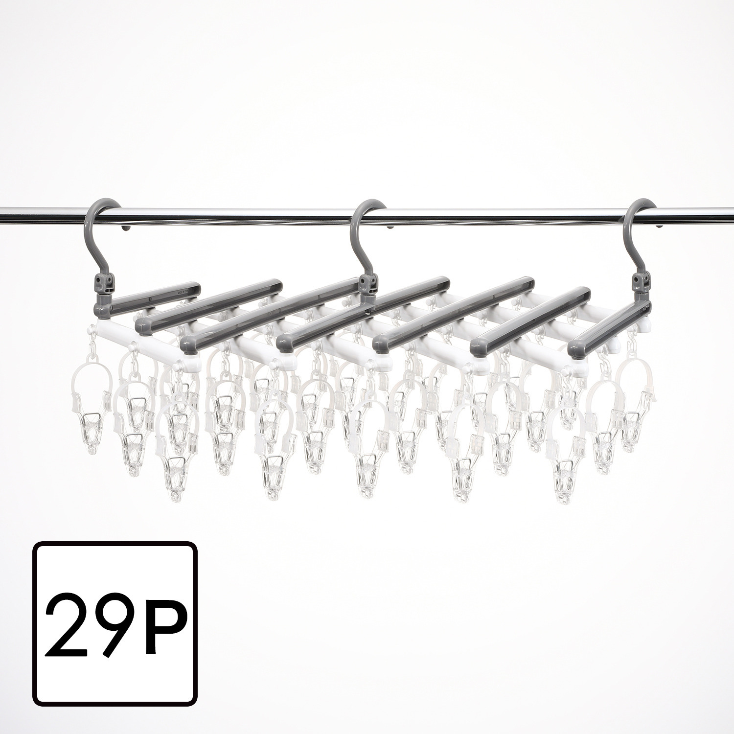 洗濯物に合わせて 伸び縮み可能 伸縮式ハンガー 引っ張るだけで 簡単取りこみ ＜２９Ｐ＞