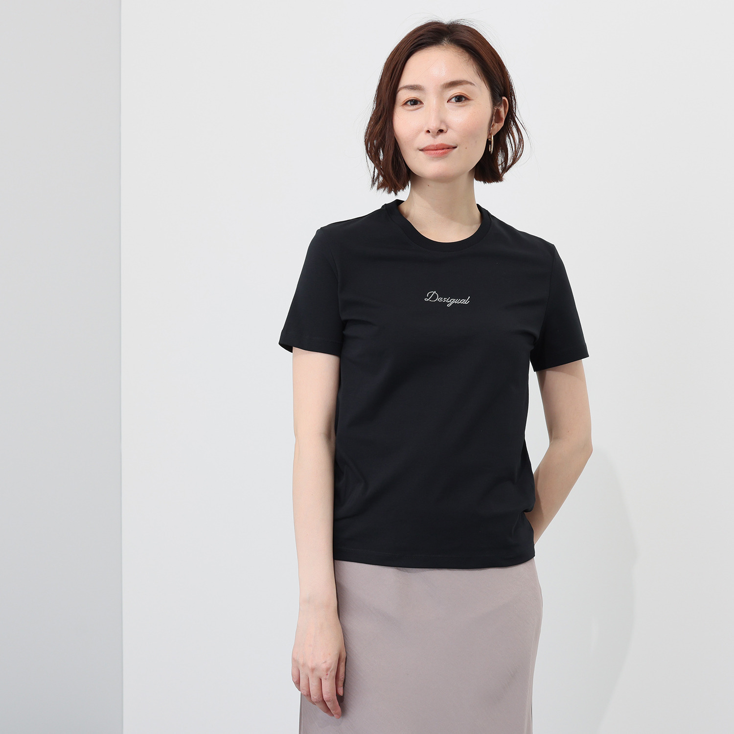 デシグアル ラインストーン ロゴＴシャツ