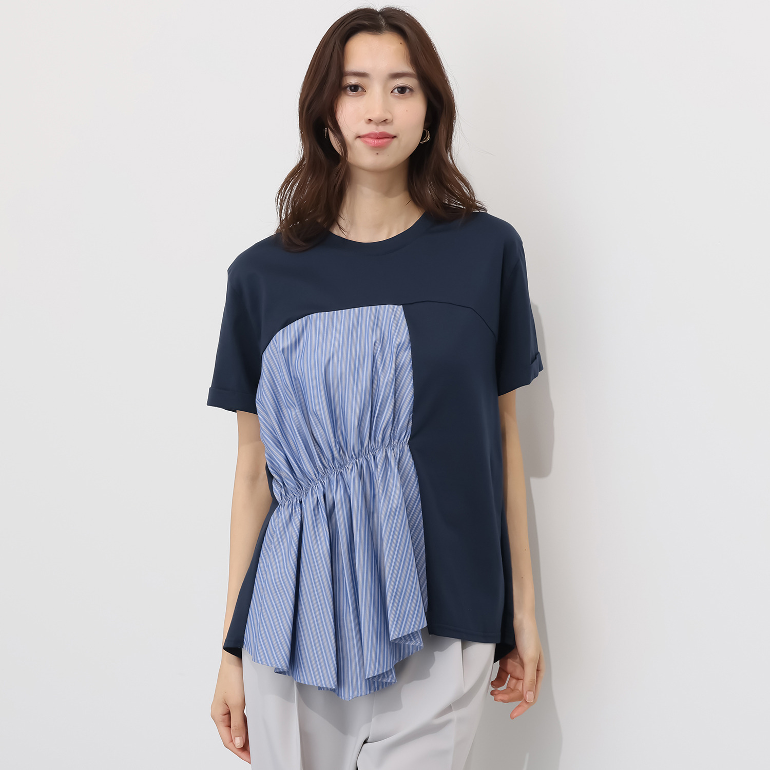 アリュメット 異素材ドッキング プルオーバー