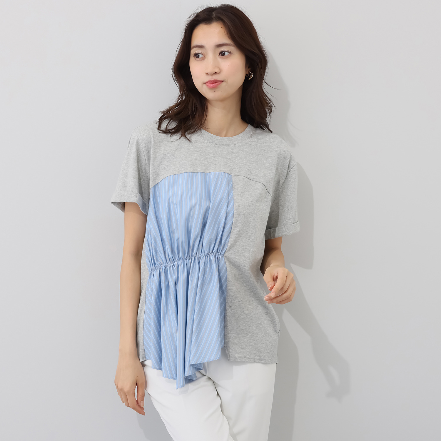 アリュメット 異素材ドッキング プルオーバー