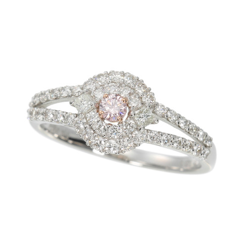 ディアマザール　プラチナ９５０　アーガイル産　ファンシーライトピンク　ダイヤモンド　二重取り巻きリング　＜鑑定書付＞