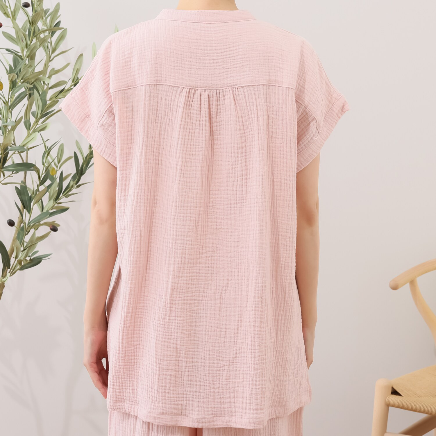 ラデリア 綿１００％ ウェーブ二重ガーゼ さらふわリラックス ルームウェア上下セット