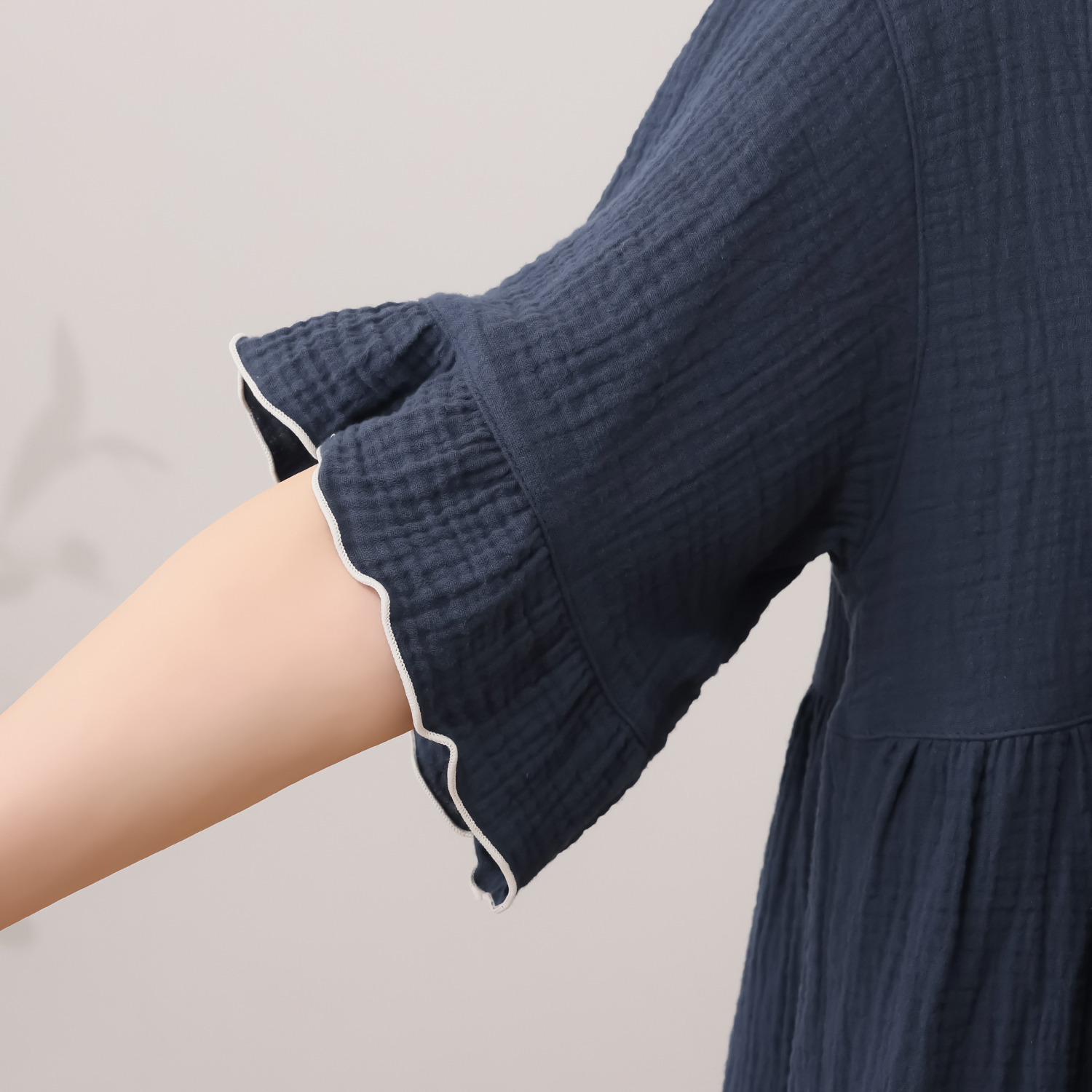 ラデリア 綿１００％ ウェーブ二重ガーゼ ふんわりやわらか ルームワンピース