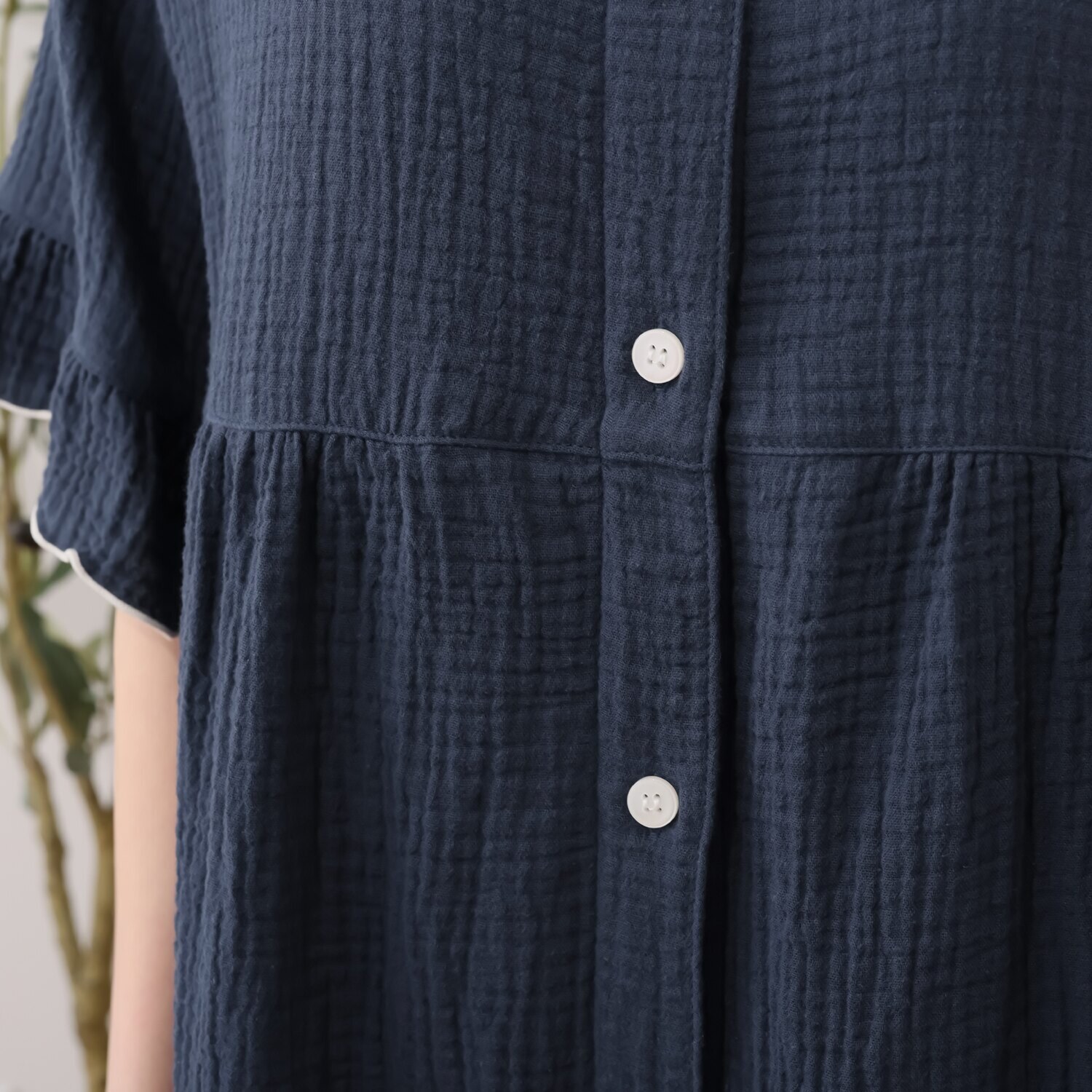 ラデリア 綿１００％ ウェーブ二重ガーゼ ふんわりやわらか ルームワンピース