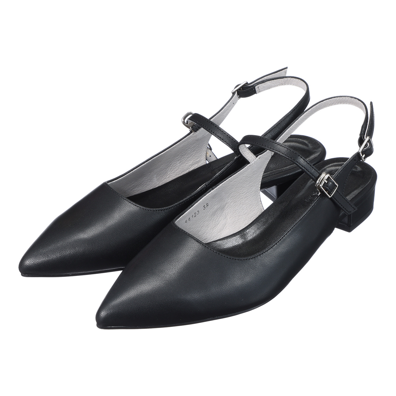 ニカル ポインテッドトゥ バックベルトパンプス