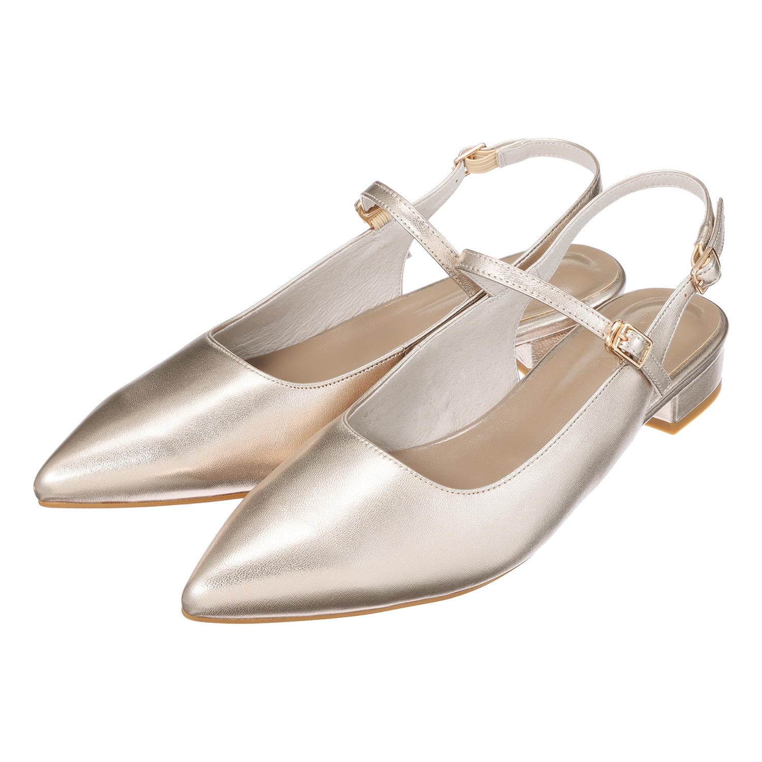 ニカル ポインテッドトゥ バックベルトパンプス