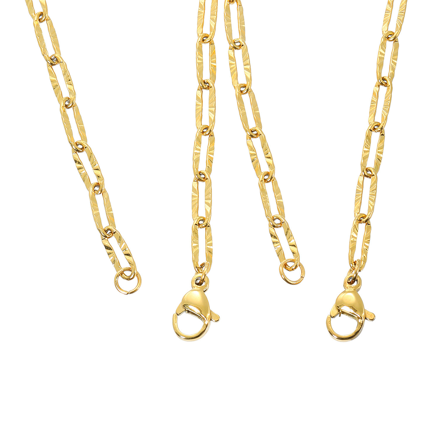 エービーステン ステンレス カットデザインチェーン ロングネックレス＆ ブレスレット