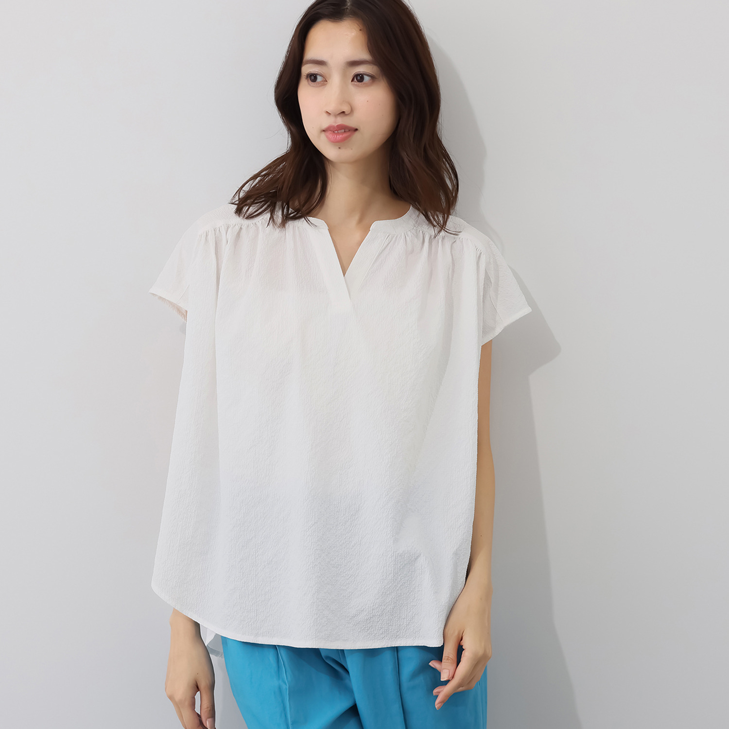 スタイル・ラヴィー ギャザーアクセント スキッパーブラウス