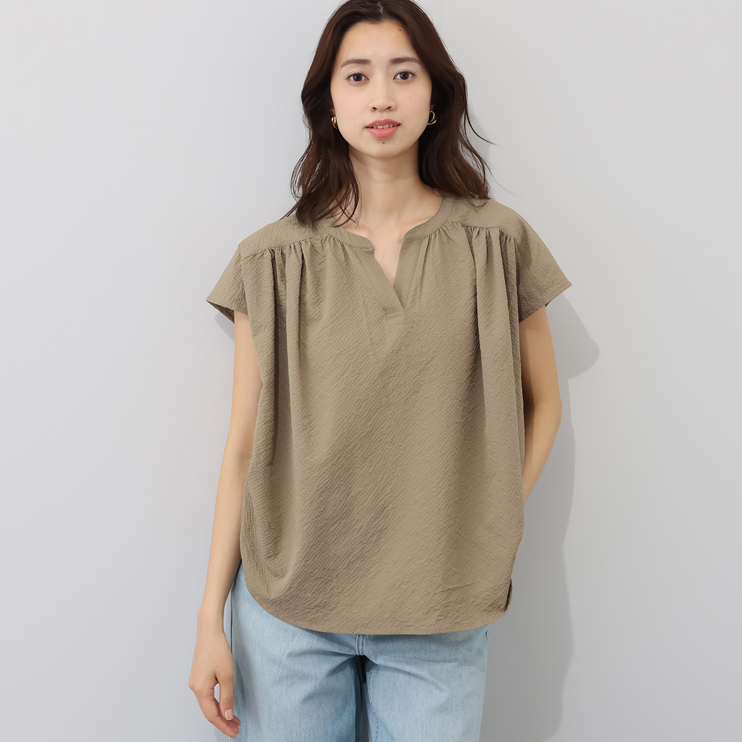 スタイル・ラヴィー ギャザーアクセント スキッパーブラウス