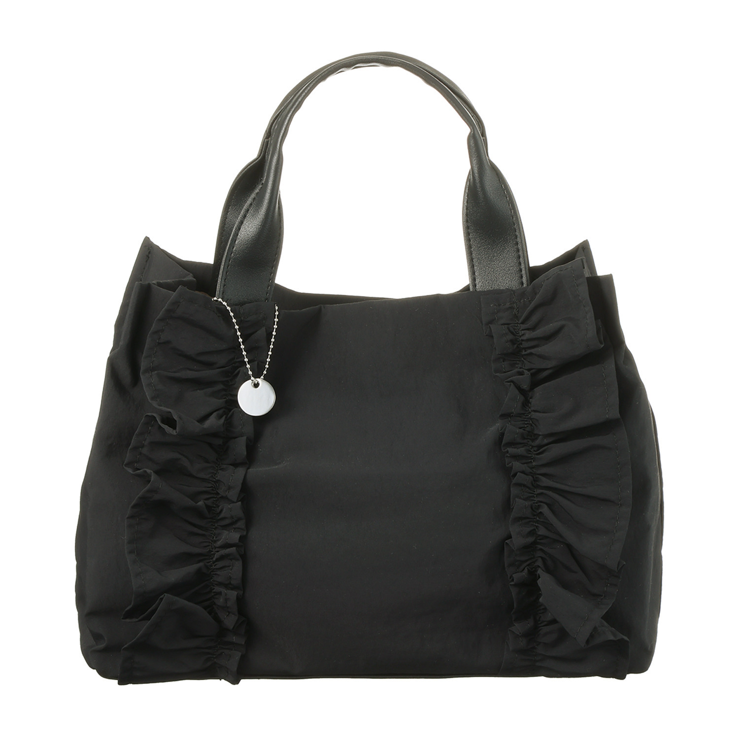 ラルジュ チャーム付 軽量フリルトートバッグ