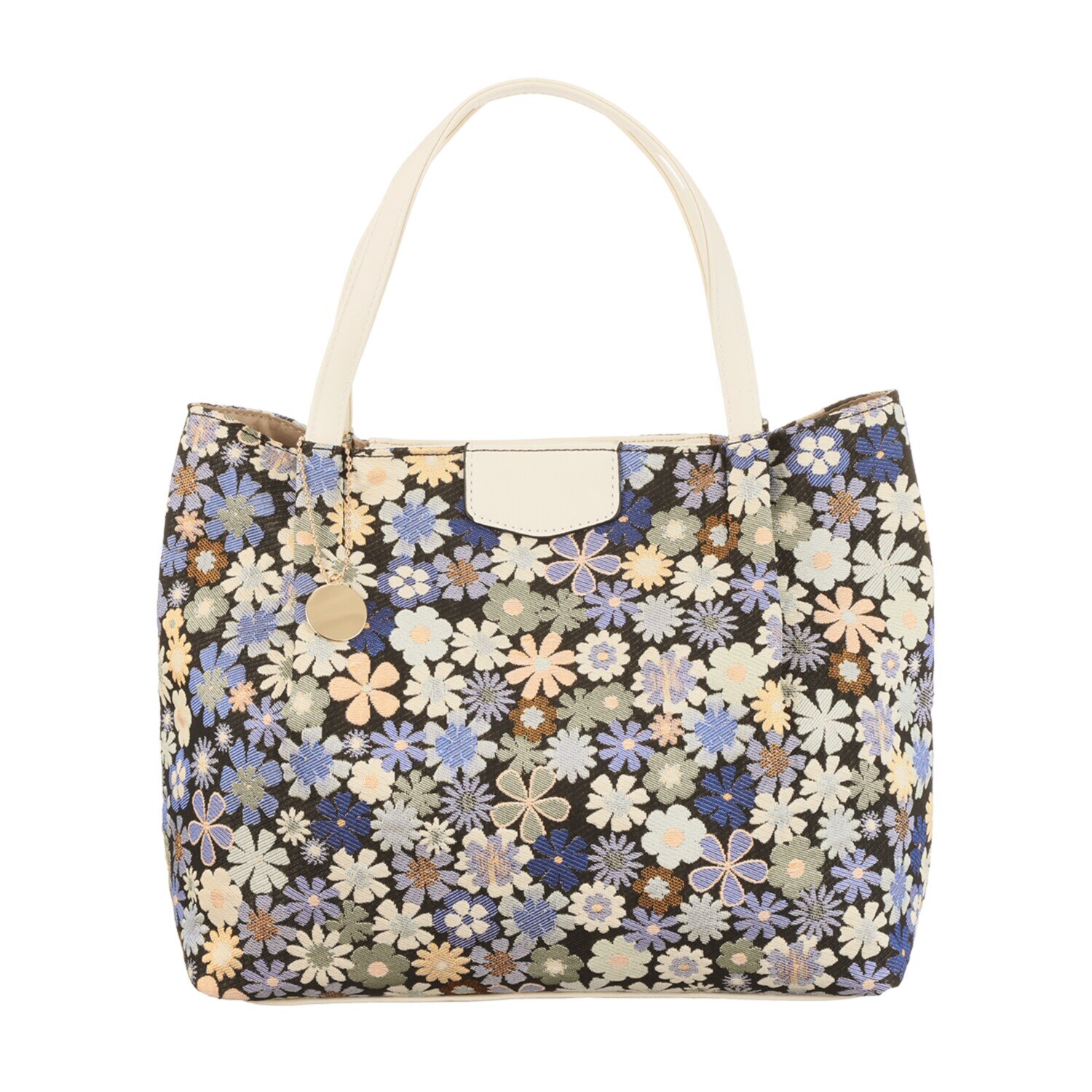 ラルジュ チャーム付 小花柄 ハンドバッグ