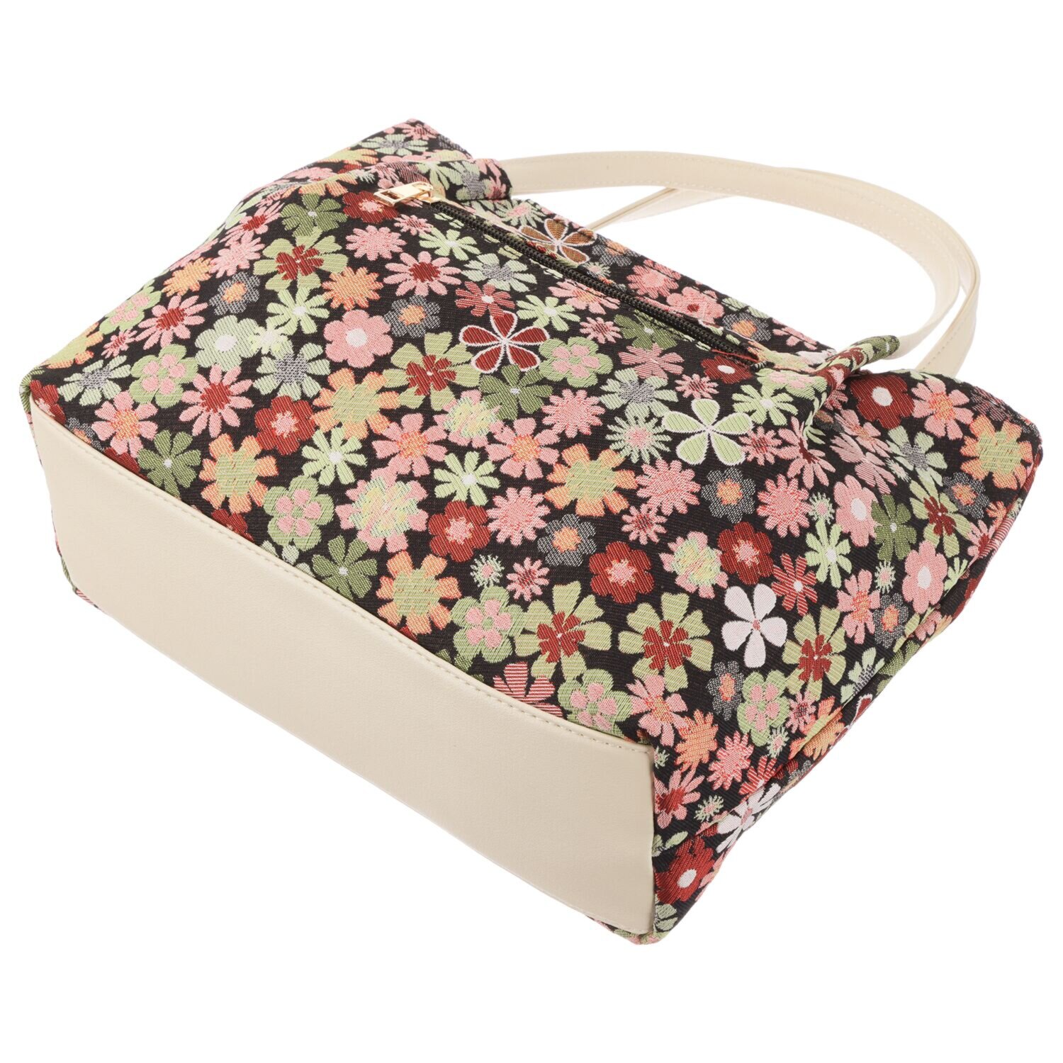 ラルジュ チャーム付 小花柄 ハンドバッグ