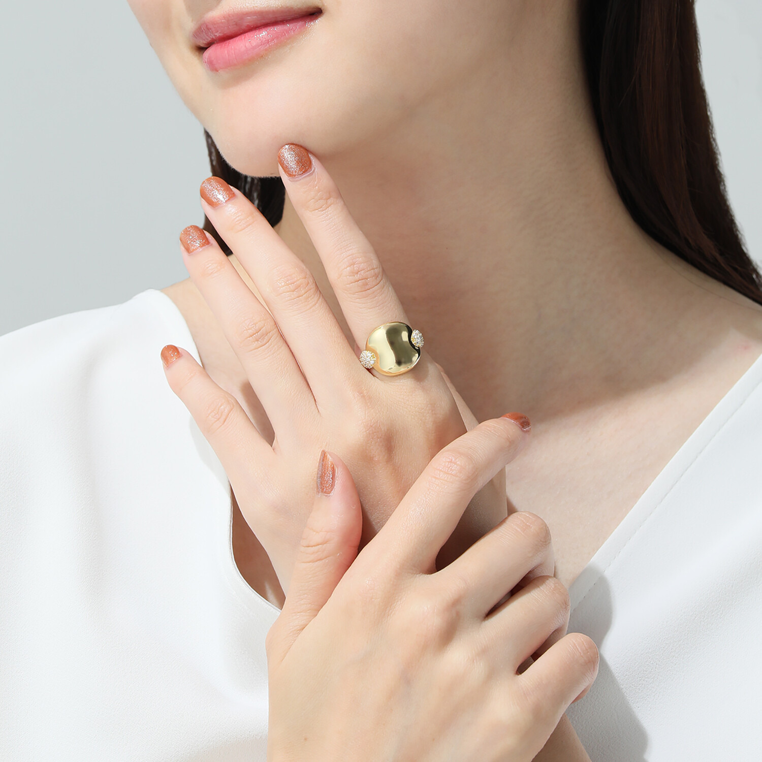 シェテ シルバー　ＣＺ ラウンド アンフォールディング リング ＜ゴールドカラー＞