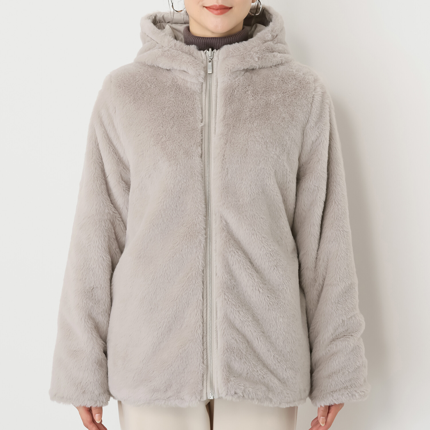 メルヴェイユ　ヴァント はっ水 中綿キルト ミンクタッチファー リバーシブルジャケット