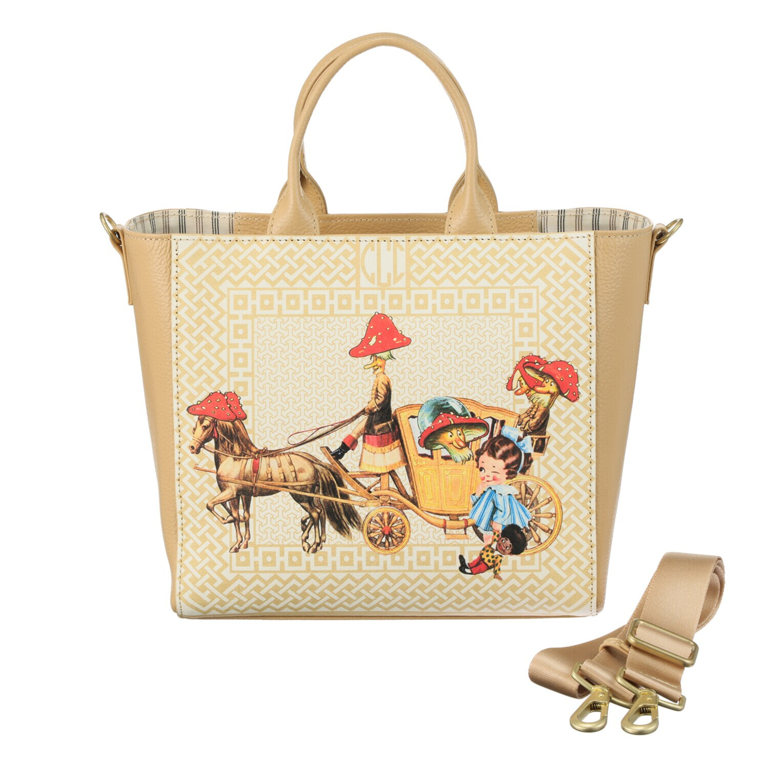 チャオチャオチャコ 牛革 オリジナルプリント ２ウェイトートバッグ ＜小＞