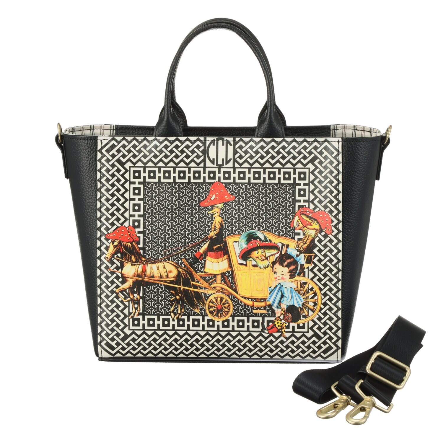 チャオチャオチャコ 牛革 オリジナルプリント ２ウェイトートバッグ ＜小＞