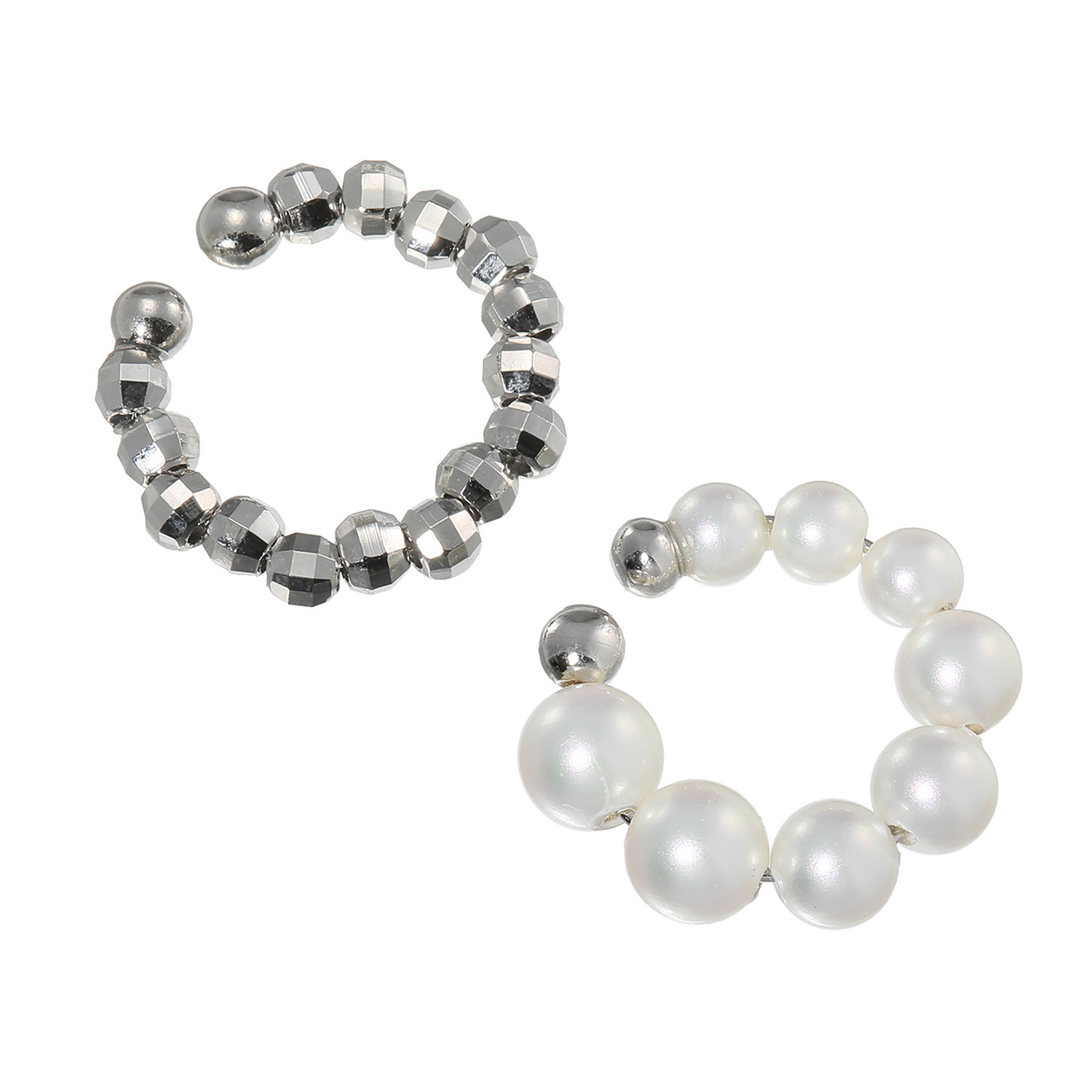 プレミアムパール 泉州の職人技 ベビー貝パール＆ ミラーボール 片側用イヤーカフ ２点セット