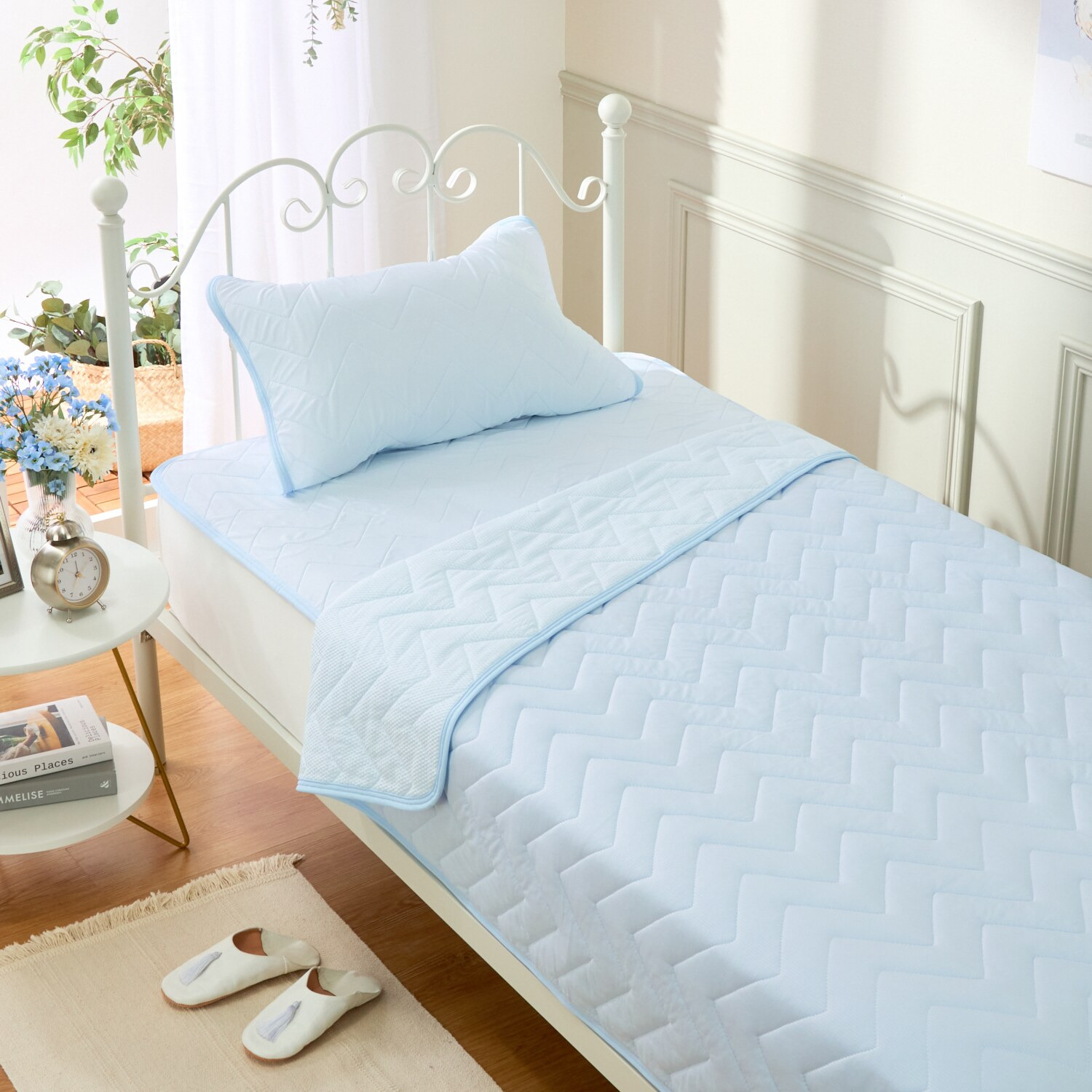 ｎｉｓｈｉｋａｗａ　西川 クール＆綿混リップル リバーシブルケット ＜シングル＞