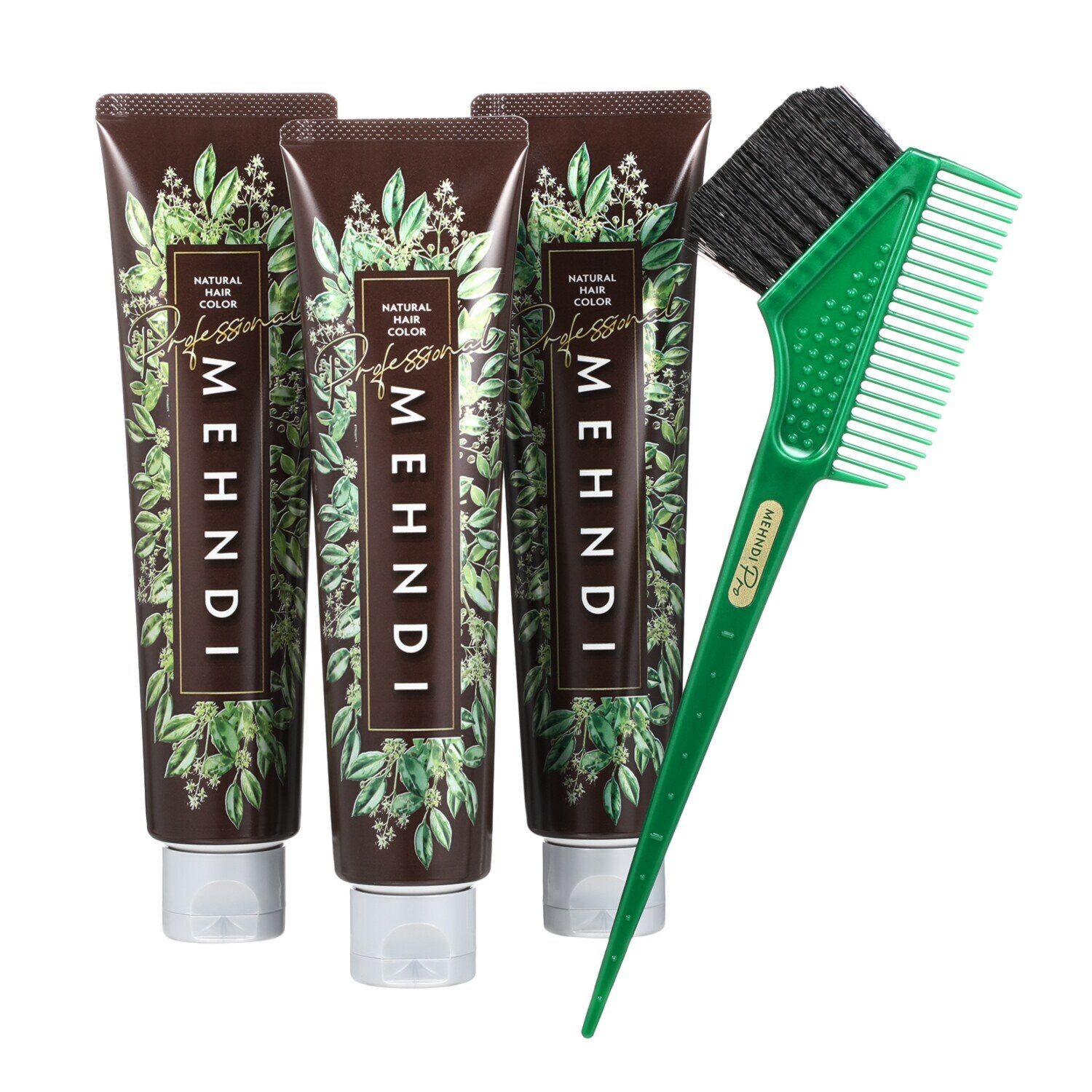 １回で染まる！ツヤ色！ ヘナ専門サロン開発 白髪染め メヘンディプロ ３本特別セット