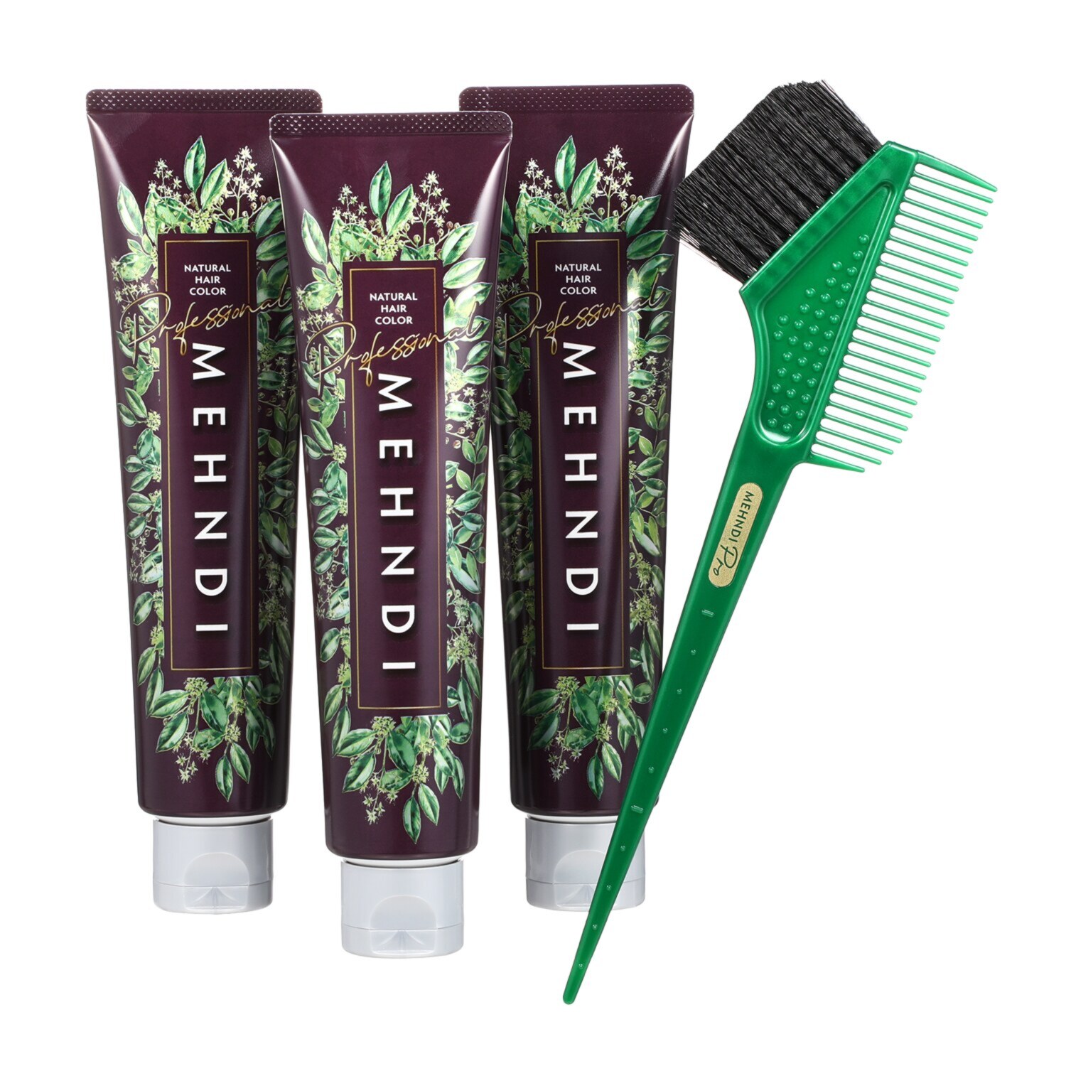 １回で染まる！ツヤ色！ ヘナ専門サロン開発 白髪染め メヘンディプロ ３本特別セット
