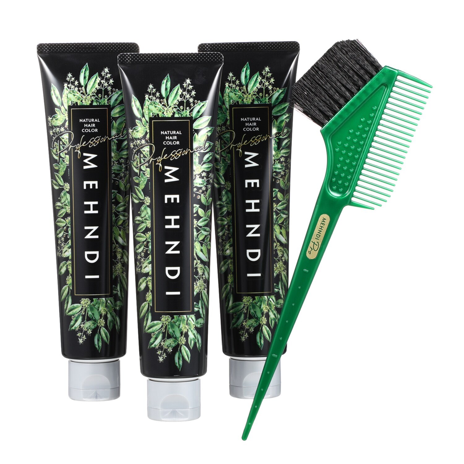 １回で染まる！ツヤ色！ ヘナ専門サロン開発 白髪染め メヘンディプロ ３本特別セット