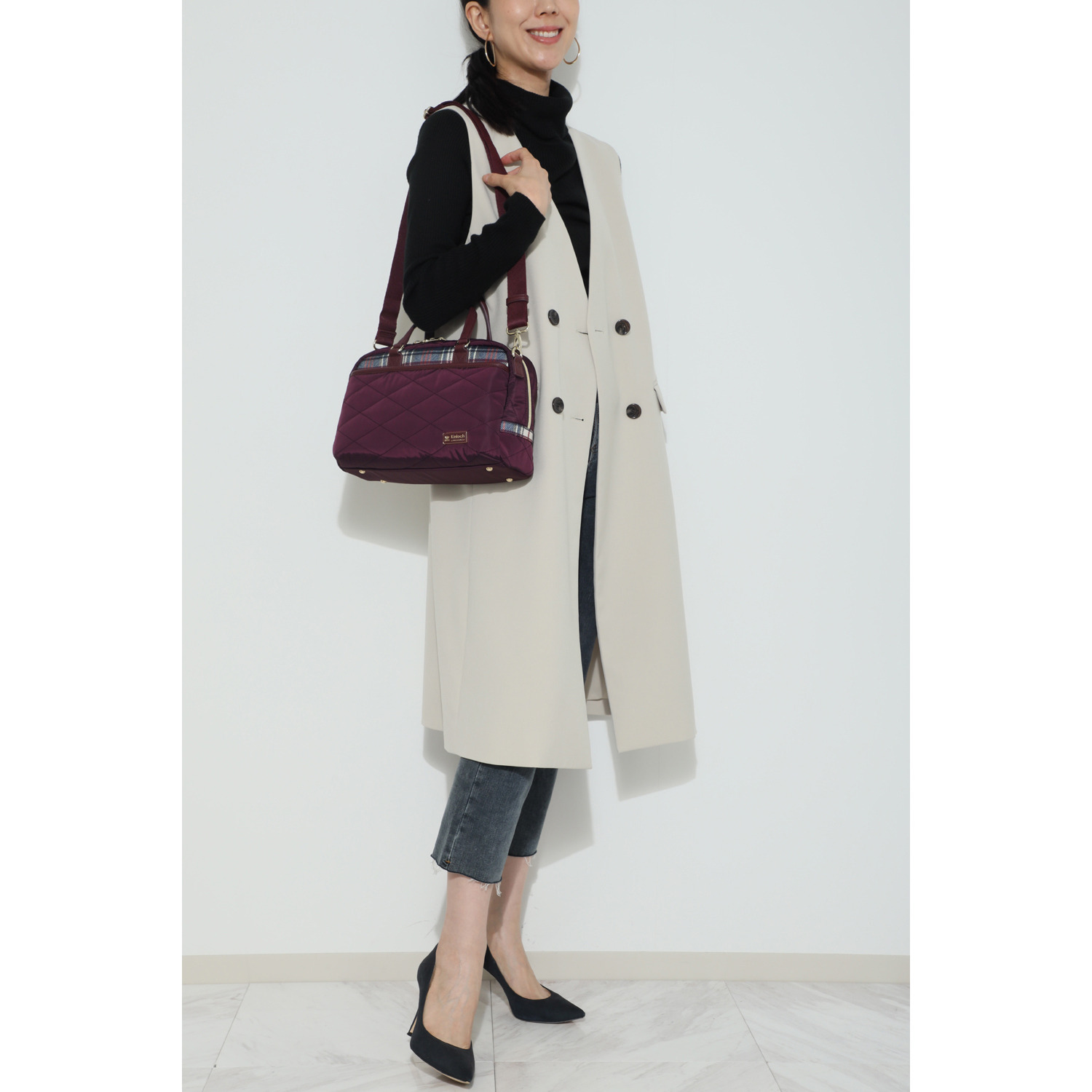 キンロック　バイ キンロックアンダーソン 軽量 ダイヤモンドキルティング ２ウェイボストンバッグ