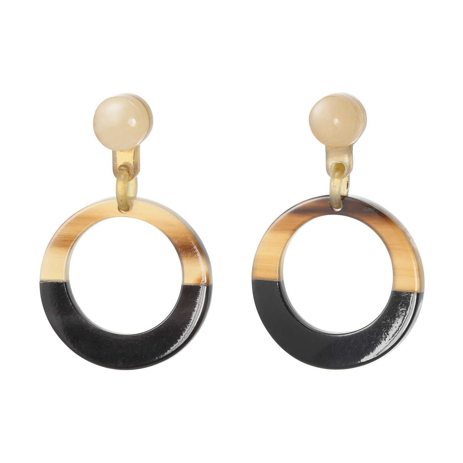 グレイスモア 水牛 バイカラー サークルモティーフ スウィング イヤリング／ピアス