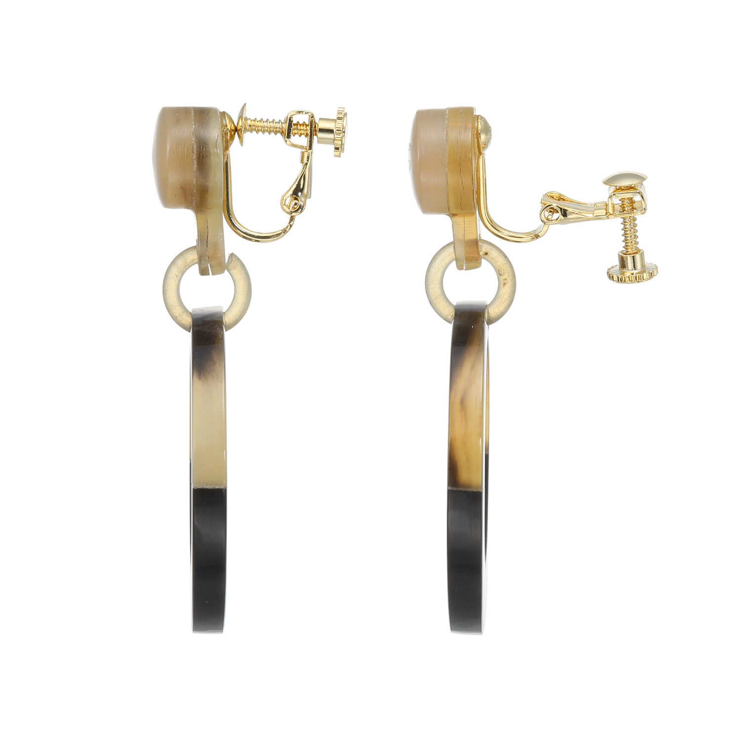 グレイスモア 水牛 バイカラー サークルモティーフ スウィング イヤリング／ピアス