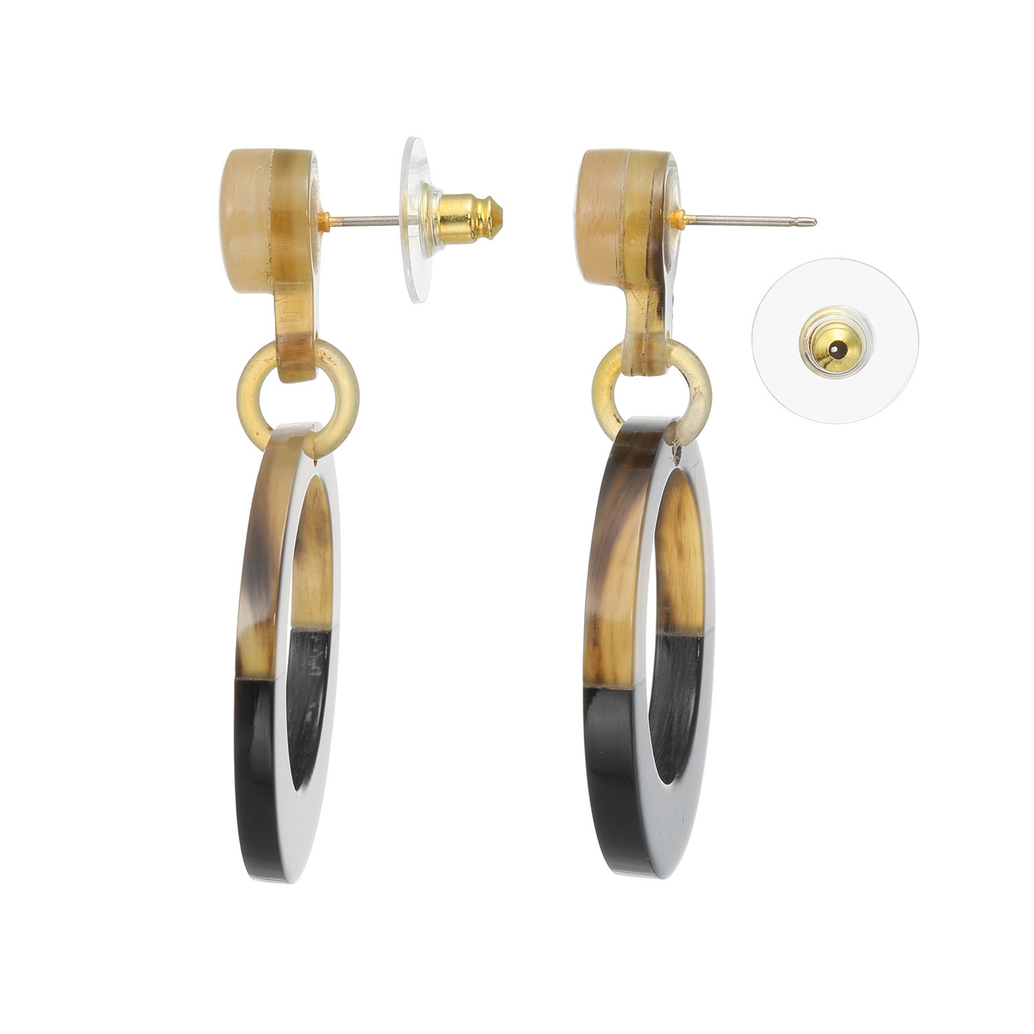 グレイスモア 水牛 バイカラー サークルモティーフ スウィング イヤリング／ピアス