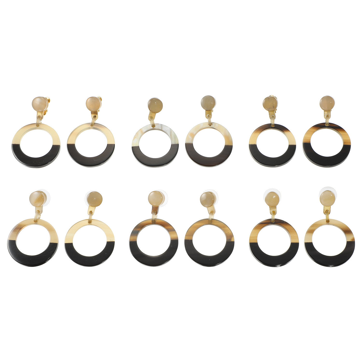 グレイスモア 水牛 バイカラー サークルモティーフ スウィング イヤリング／ピアス