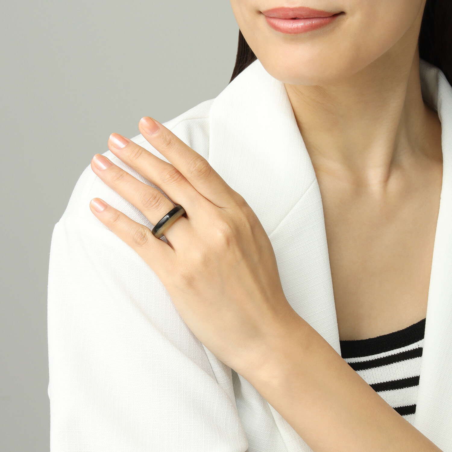 グレイスモア 水牛 甲丸デザイン シンプルリング