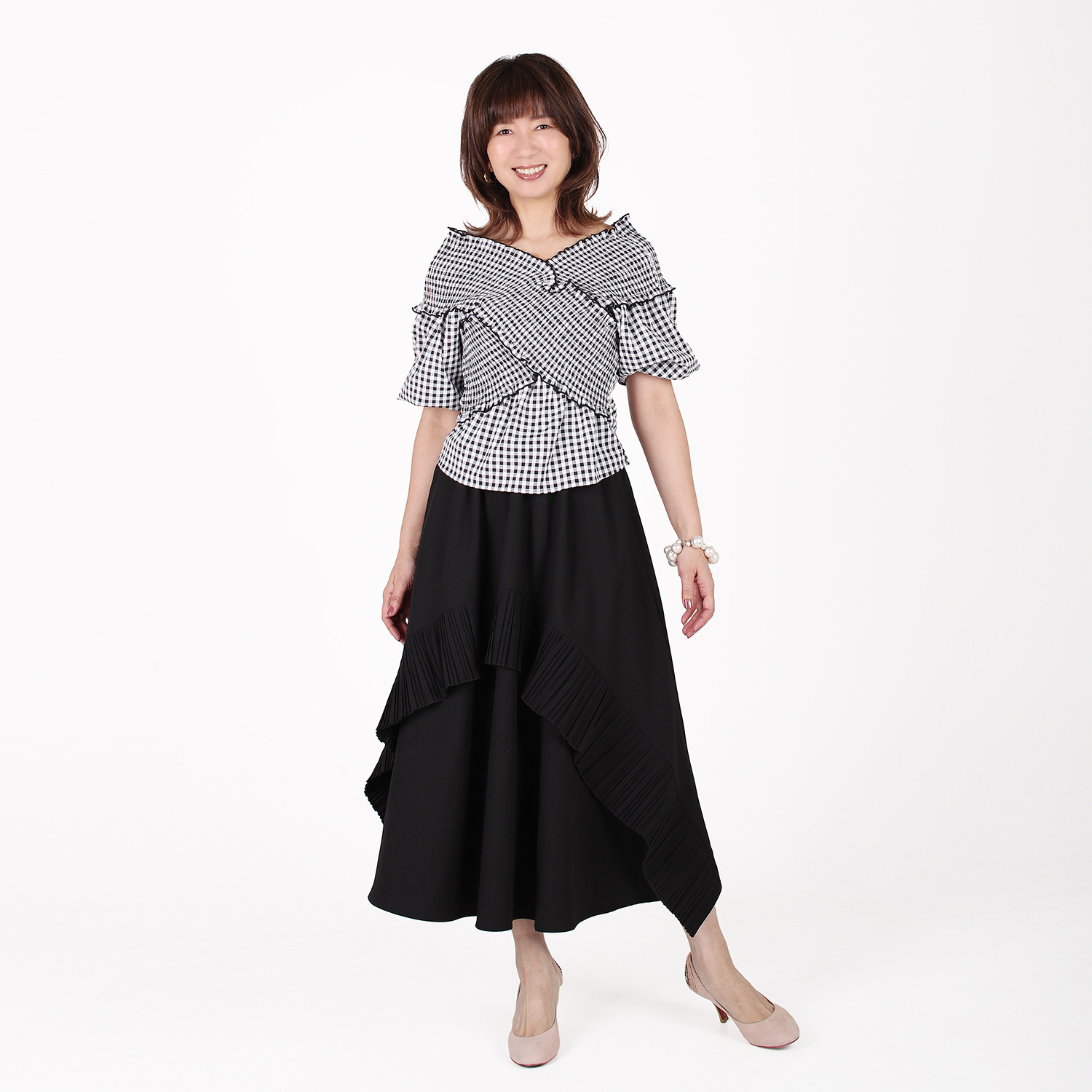 美ｓｕｓａｂｉ 楽々イージー 絶妙バランス プリーツアクセント フレアースカート