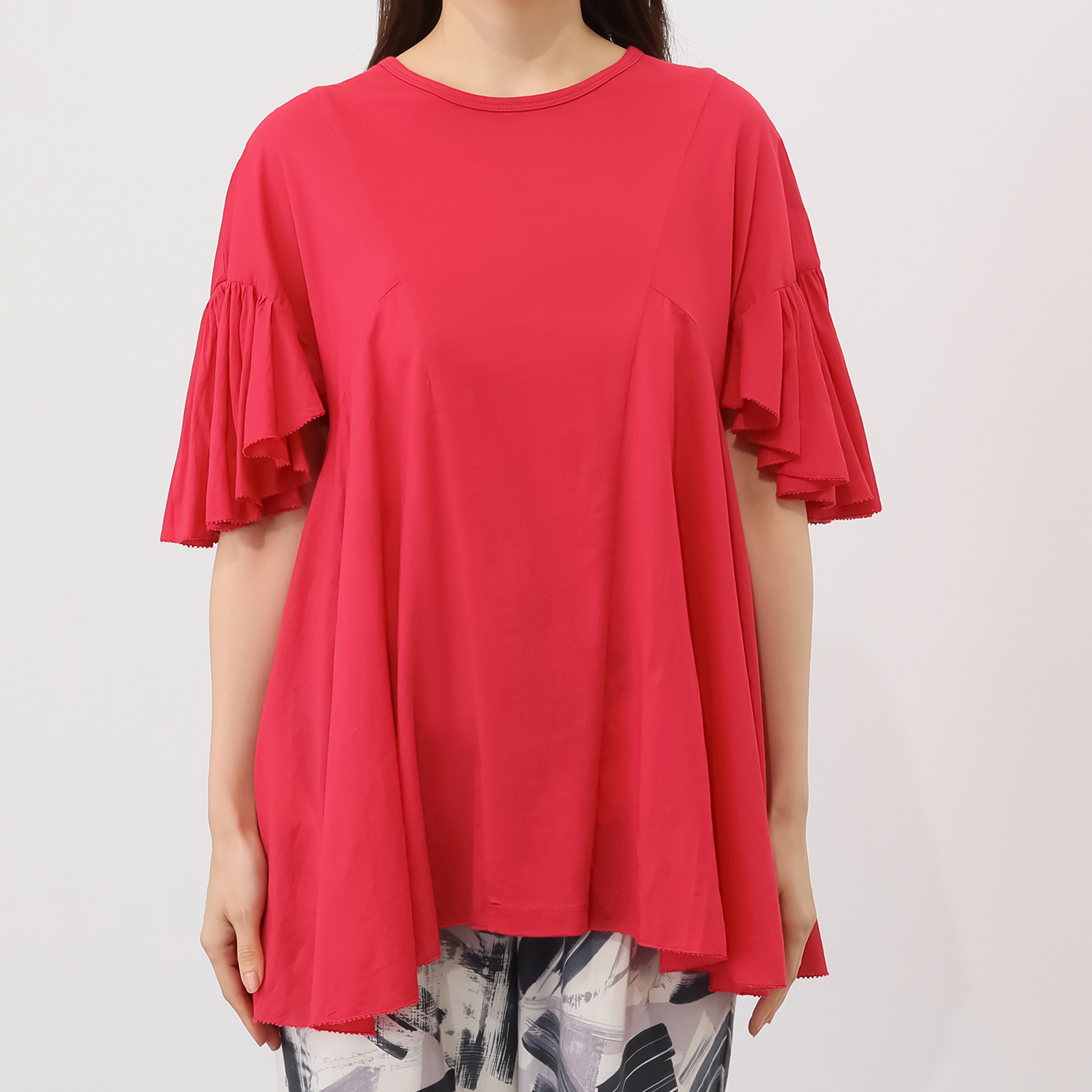 ナディー　バイ　アユーシ コットンボイル 涼しい透け感と光沢の カットソープルオーバー